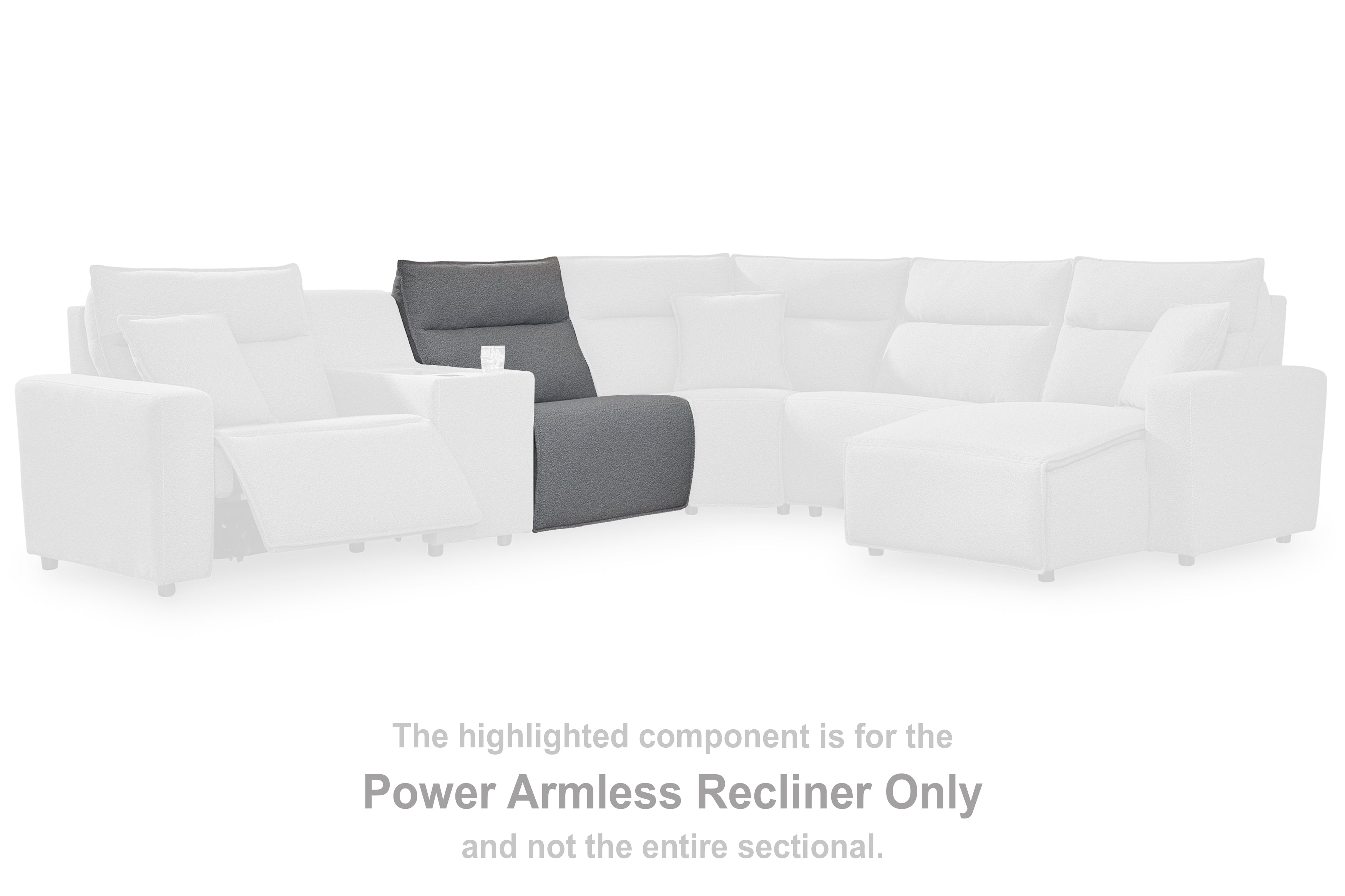 Lullora Furniture - Ashley Furniture - ModMax II Sectional - PWR Armless REC w/ADJ Headrest / Salt and Pepper - 6590631