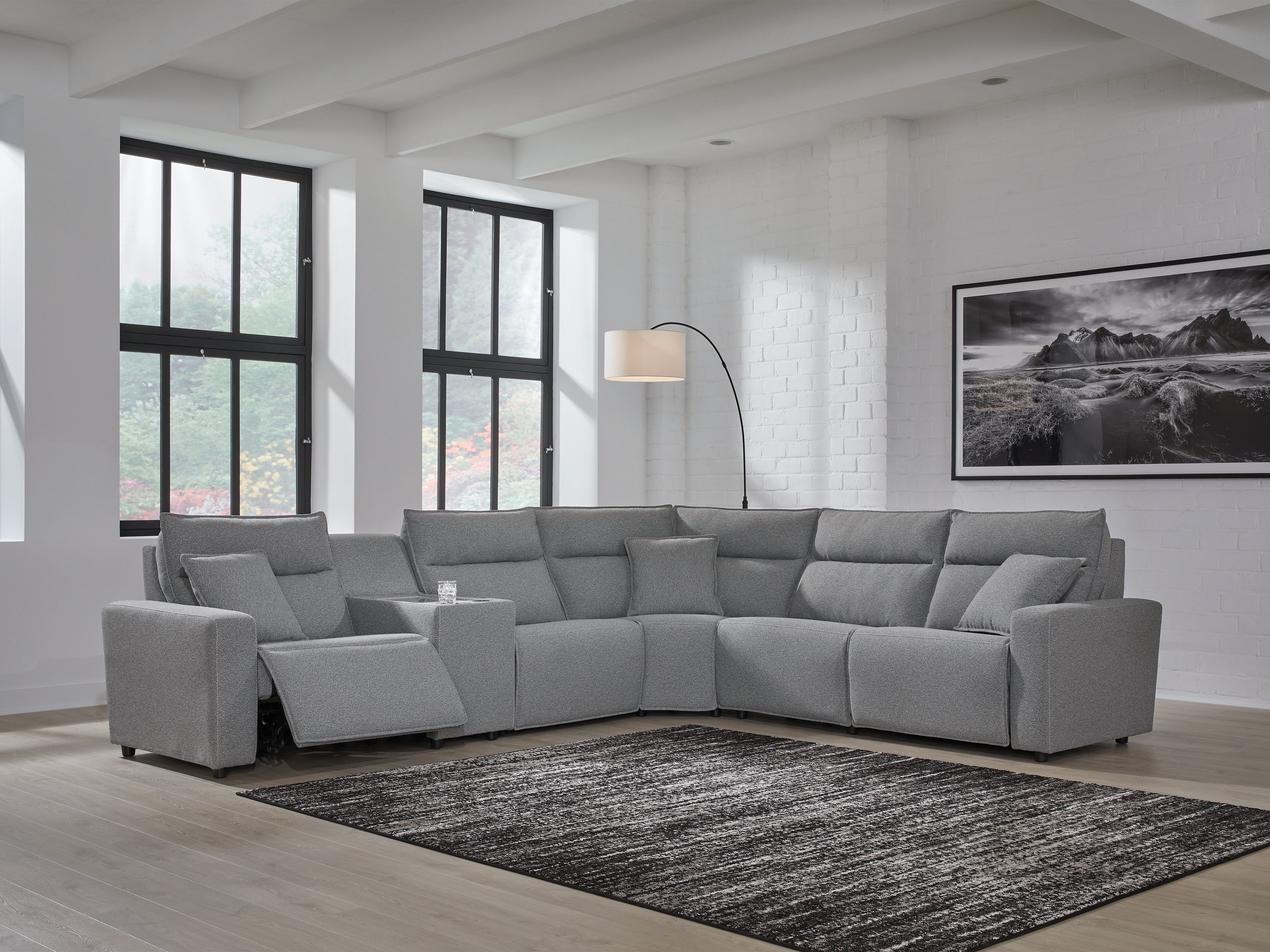 Lullora Furniture - Ashley Furniture - ModMax II Sectional - 6-Piece Power Reclining Sectional / Salt and Pepper - 65906S10