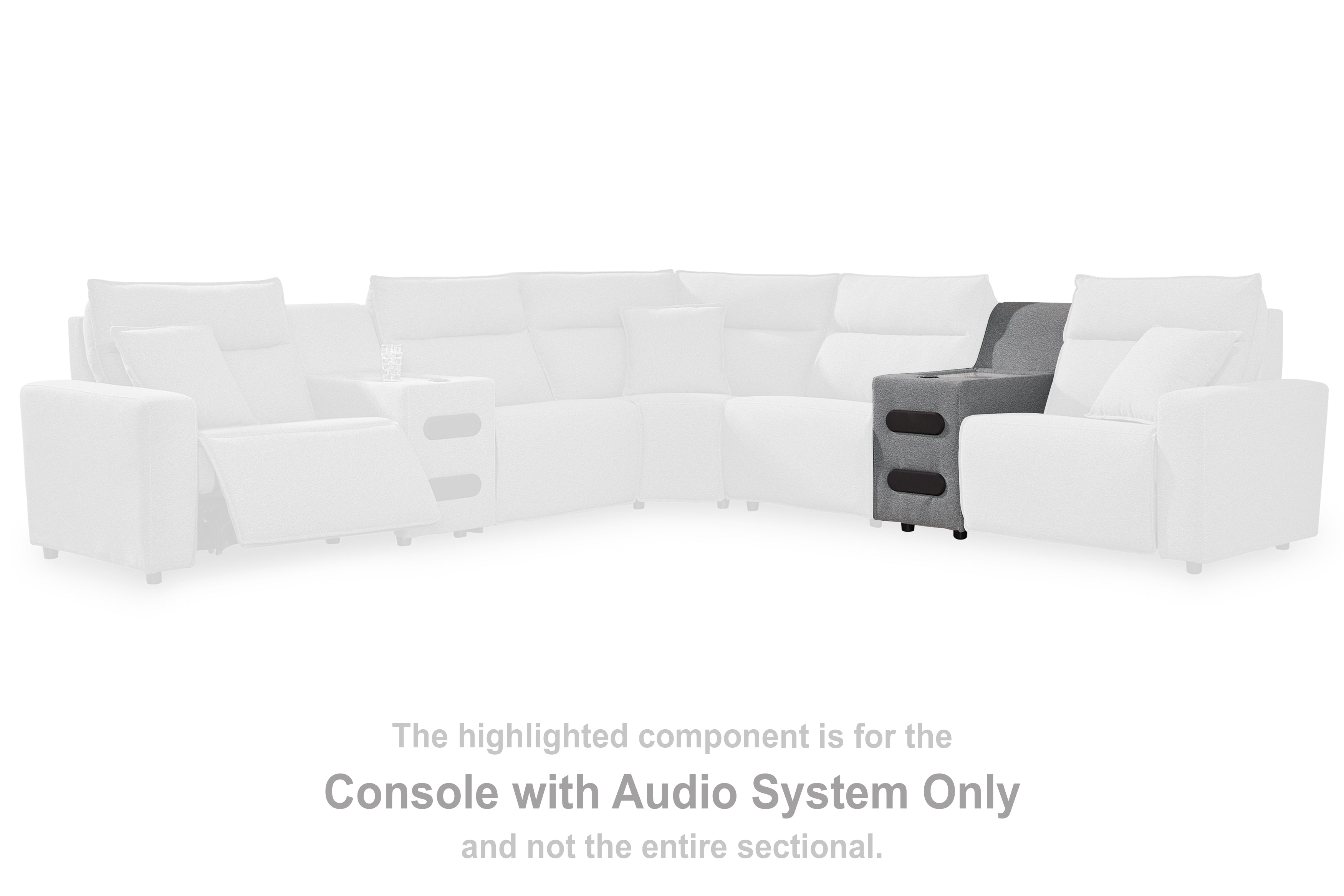 Lullora Furniture - Ashley Furniture - ModMax II Sectional - Console with Audio System / Salt and Pepper - 6590660