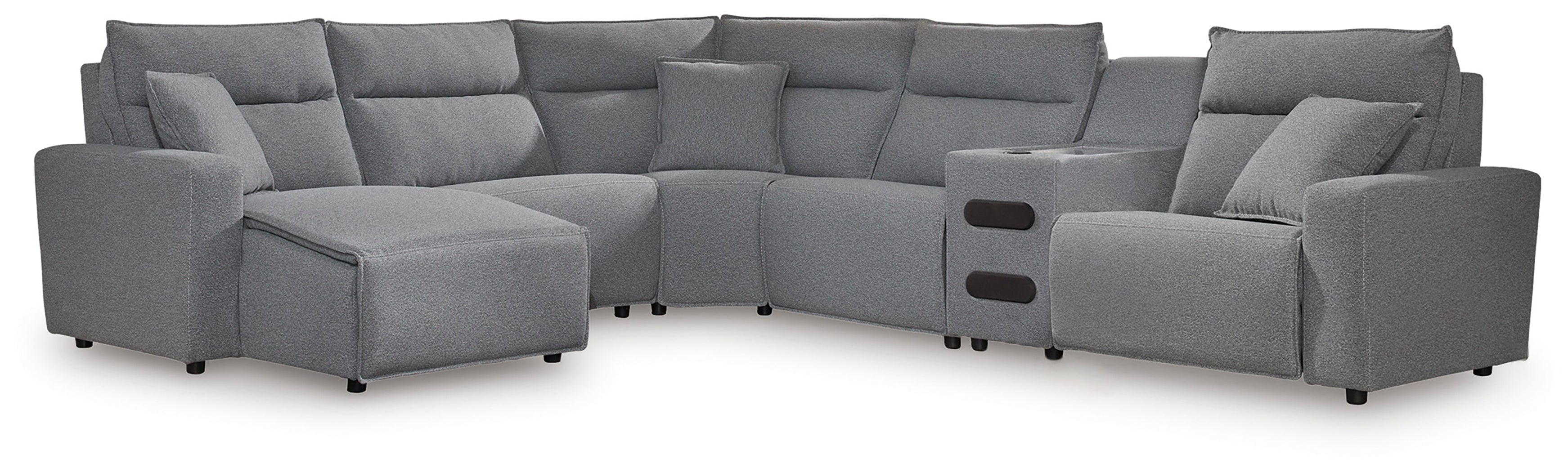 Lullora Furniture - Ashley Furniture - ModMax II Sectional - 4-Piece Power Reclining Sectional with Chaise / Salt and Pepper - 65906S11