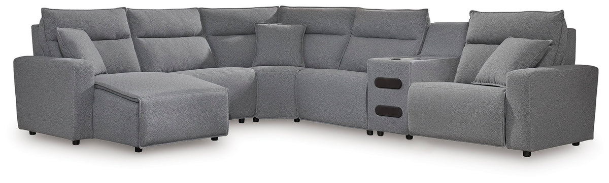 Lullora Furniture - Ashley Furniture - ModMax II Sectional - 4-Piece Power Reclining Sectional with Chaise / Salt and Pepper - 65906S11