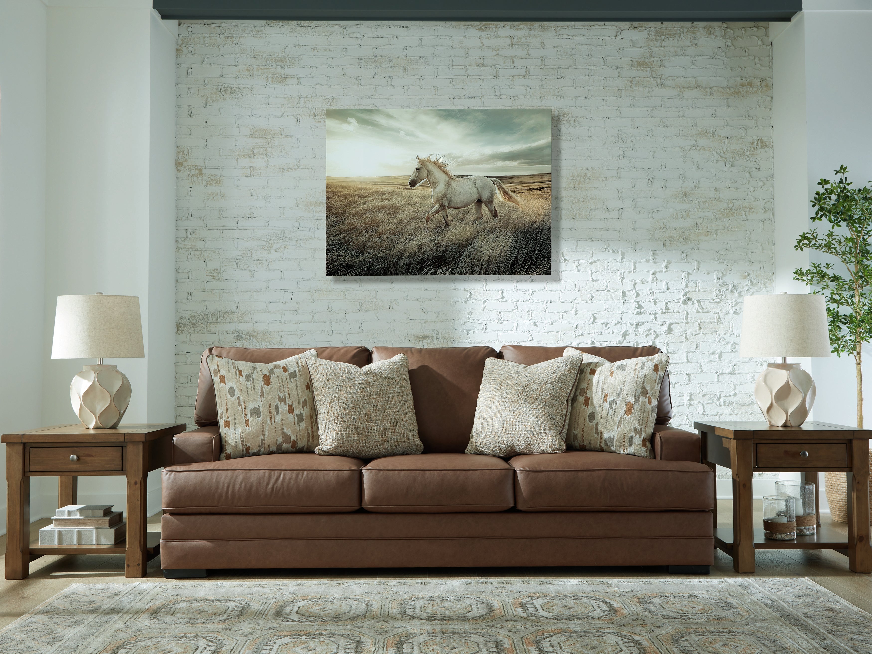 Lullora Furniture - Ashley Furniture - VillaCourt Living Room - Chair and a Half / Caramel - 7490923
