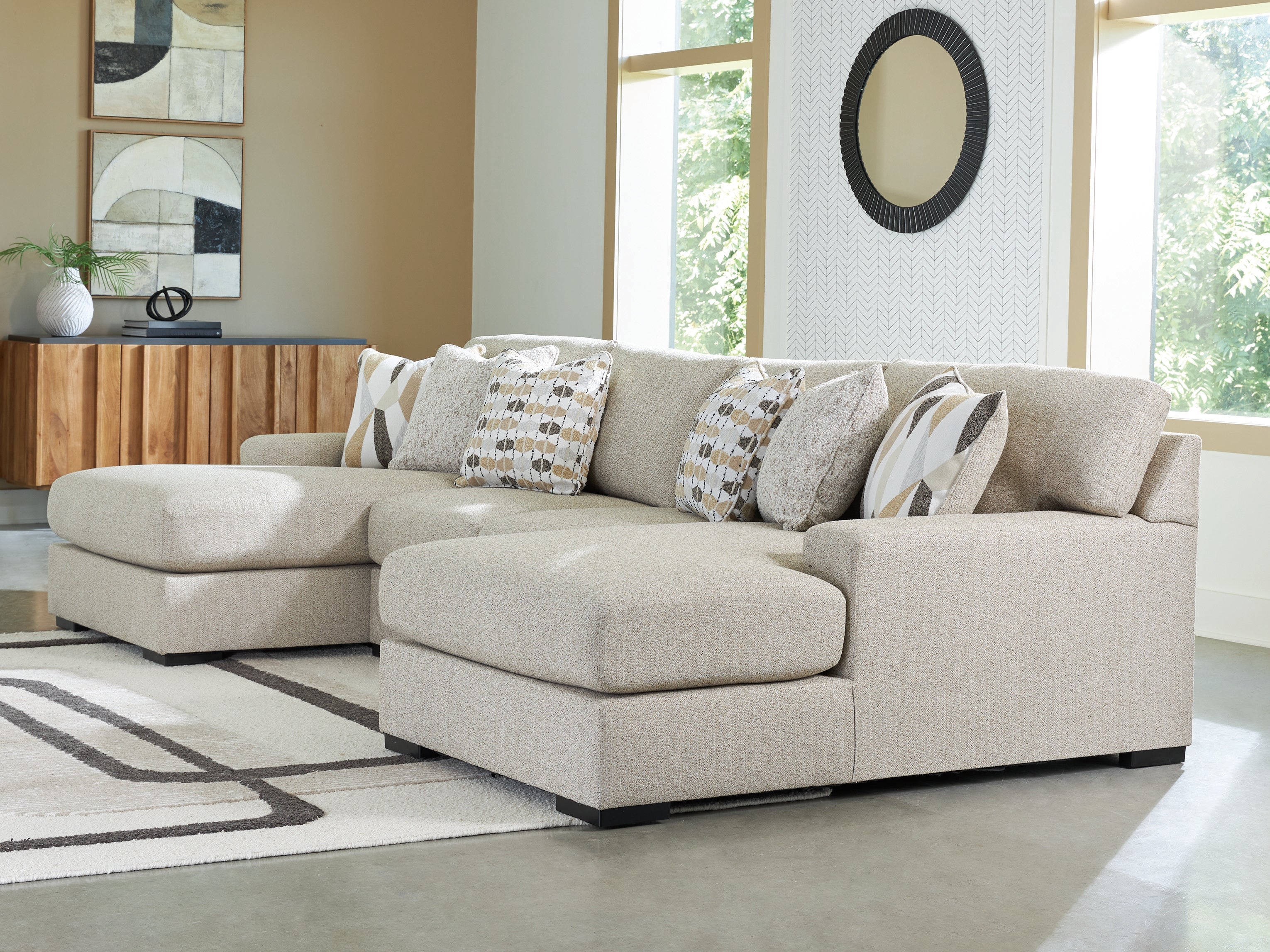 Lullora Furniture - Ashley Furniture - Laurelgrove Sectional - RAF 3-Piece Double Chaise Sectional / Pebble - 75105S7