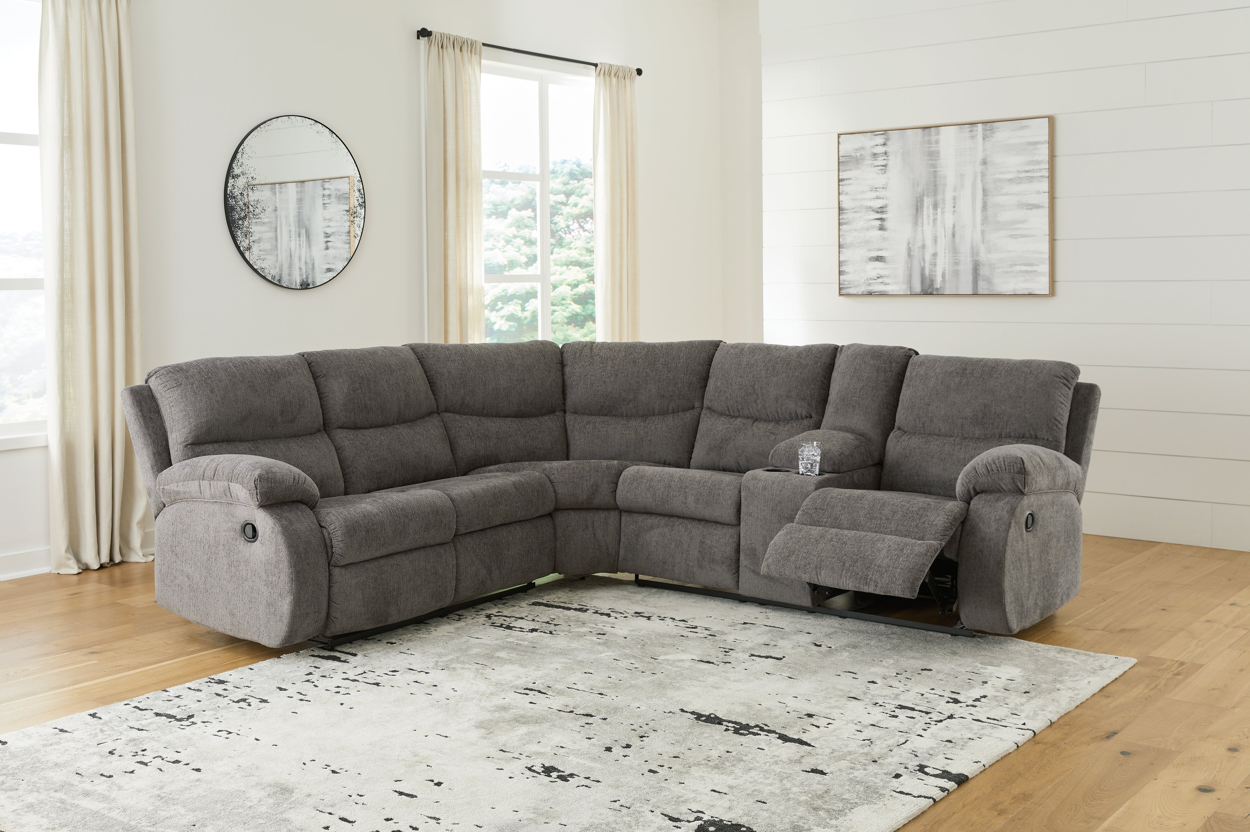 Lullora Furniture - Ashley Furniture - Museum Sectional - 2-Piece Reclining Sectional / Pewter - 81807S1