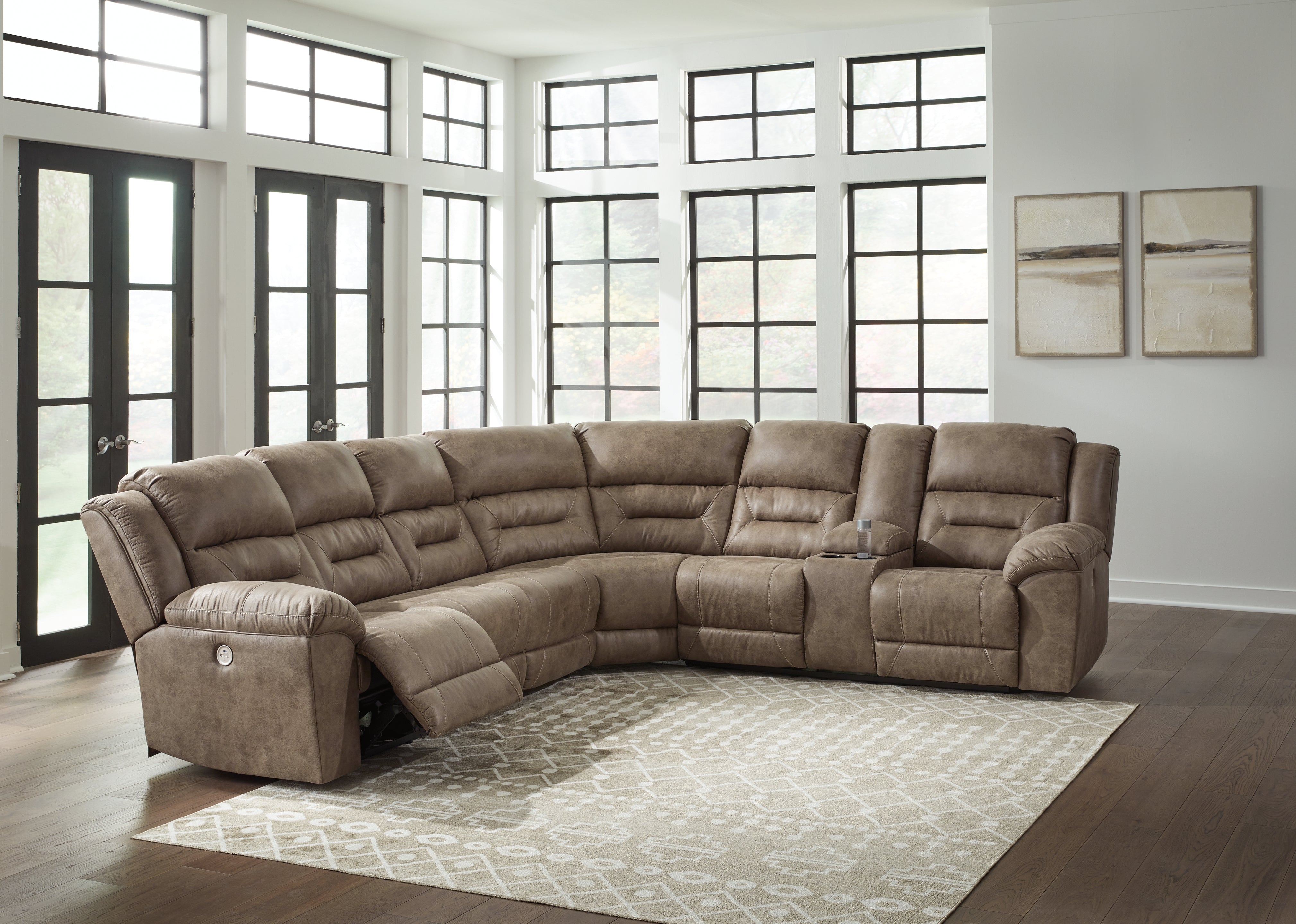 Lullora Furniture - Ashley Furniture - Ravenel Sectional - 4-Piece Power Reclining Sectional / Fossil - 83106S4