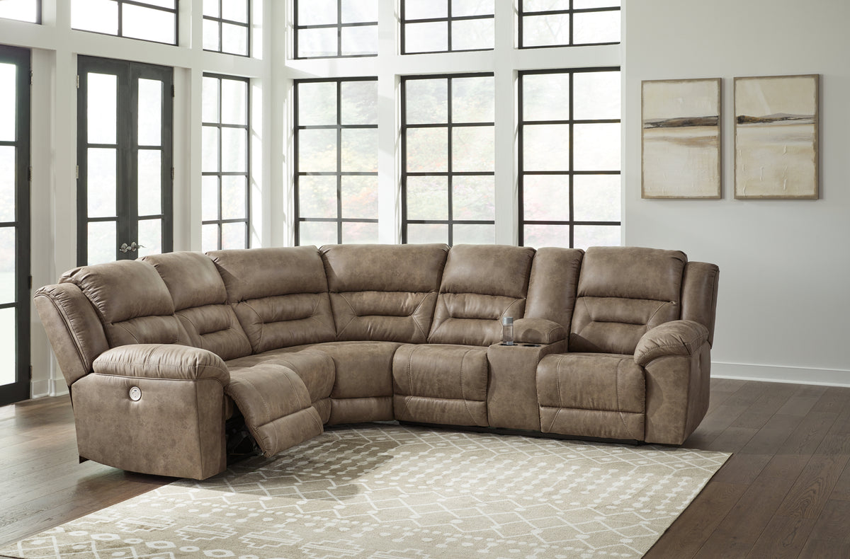 Lullora Furniture - Ashley Furniture - Ravenel Sectional - 4-Piece Power Reclining Sectional / Fossil - 83106S4