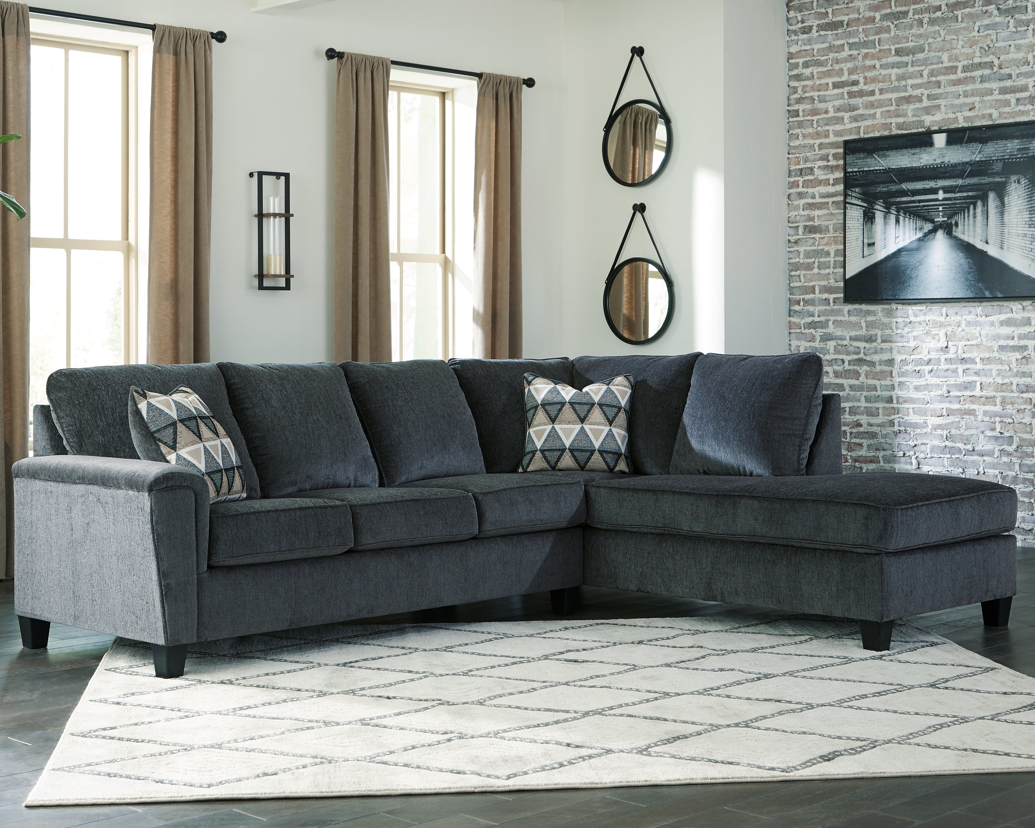 Lullora Furniture - Ashley Furniture - Abinger Sectional - LAF 2-Piece Sectional with Chaise / Smoke - 83905S2