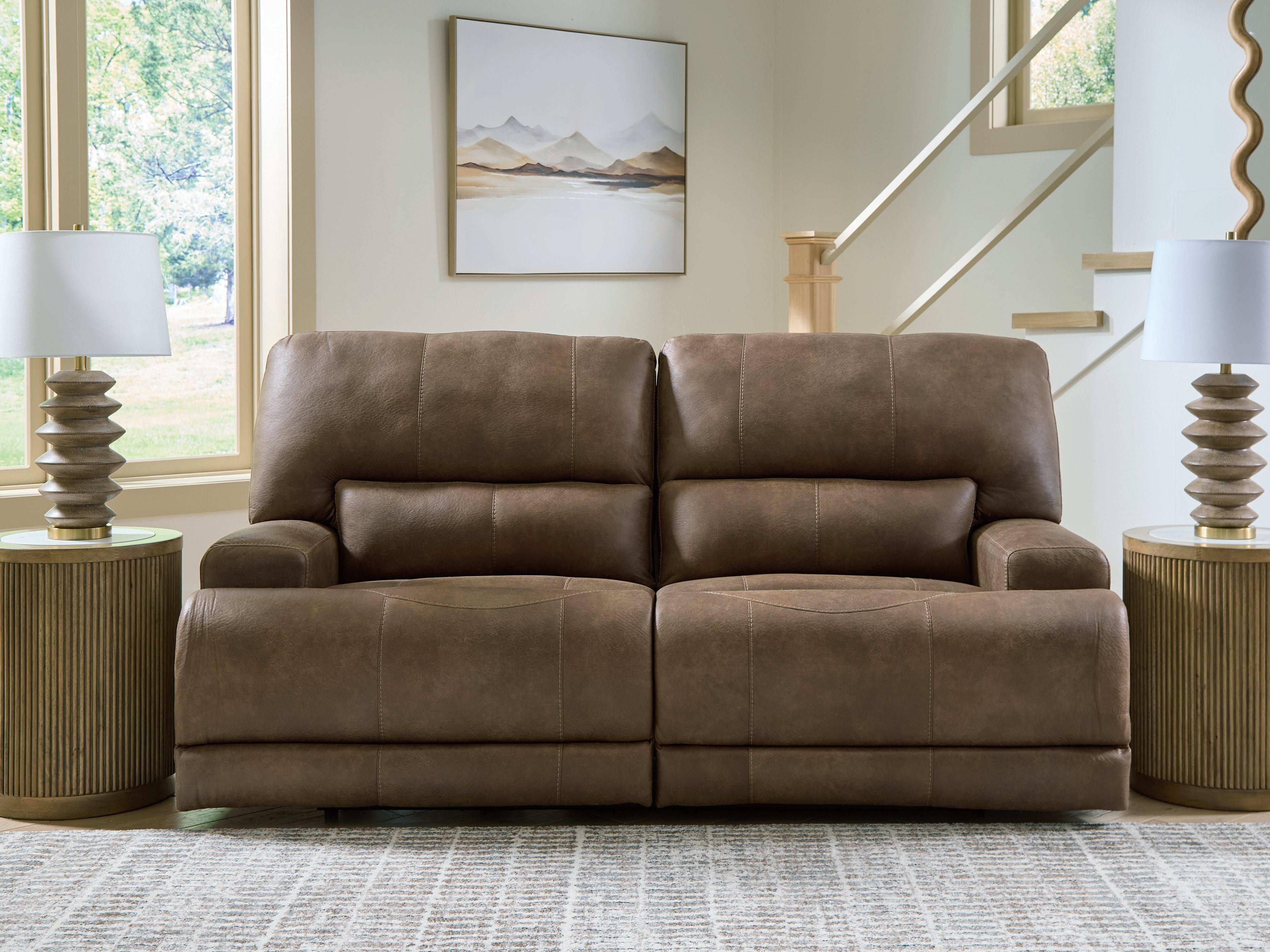 Lullora Furniture - Ashley Furniture - Beckley Place Living Room - 2 Seat PWR REC Sofa ADJ HDREST / Earth - PC9180247