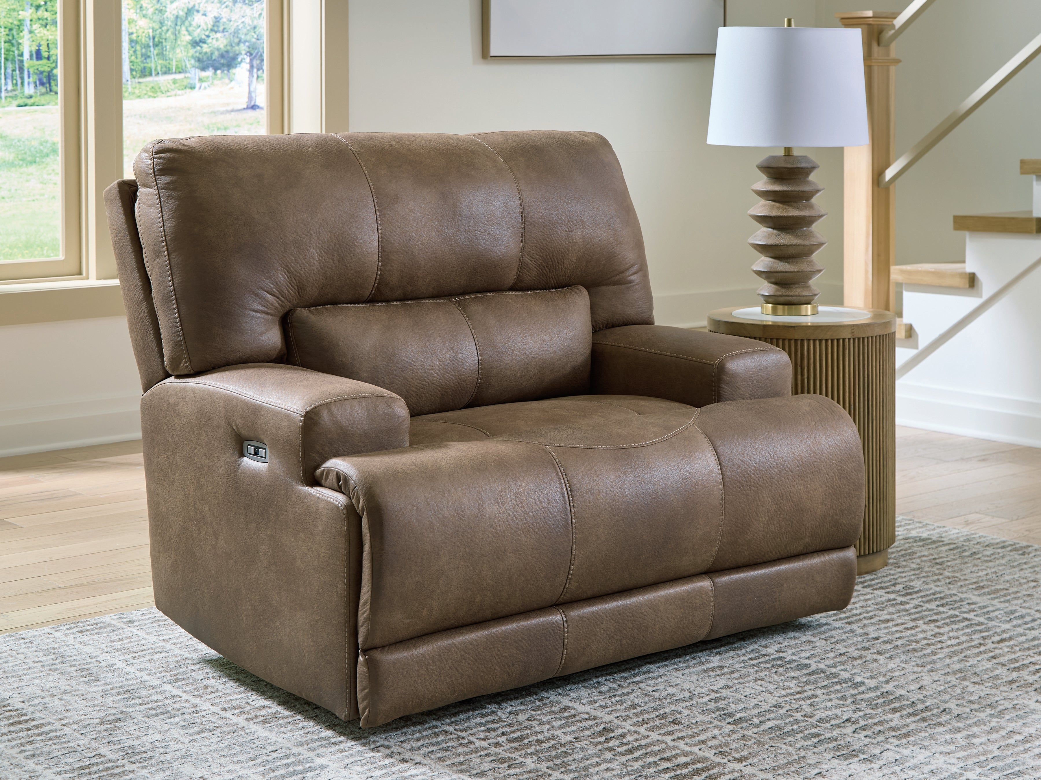 Lullora Furniture - Ashley Furniture - Beckley Place Living Room - PWR Recliner/ADJ Headrest / Earth - PC9180282