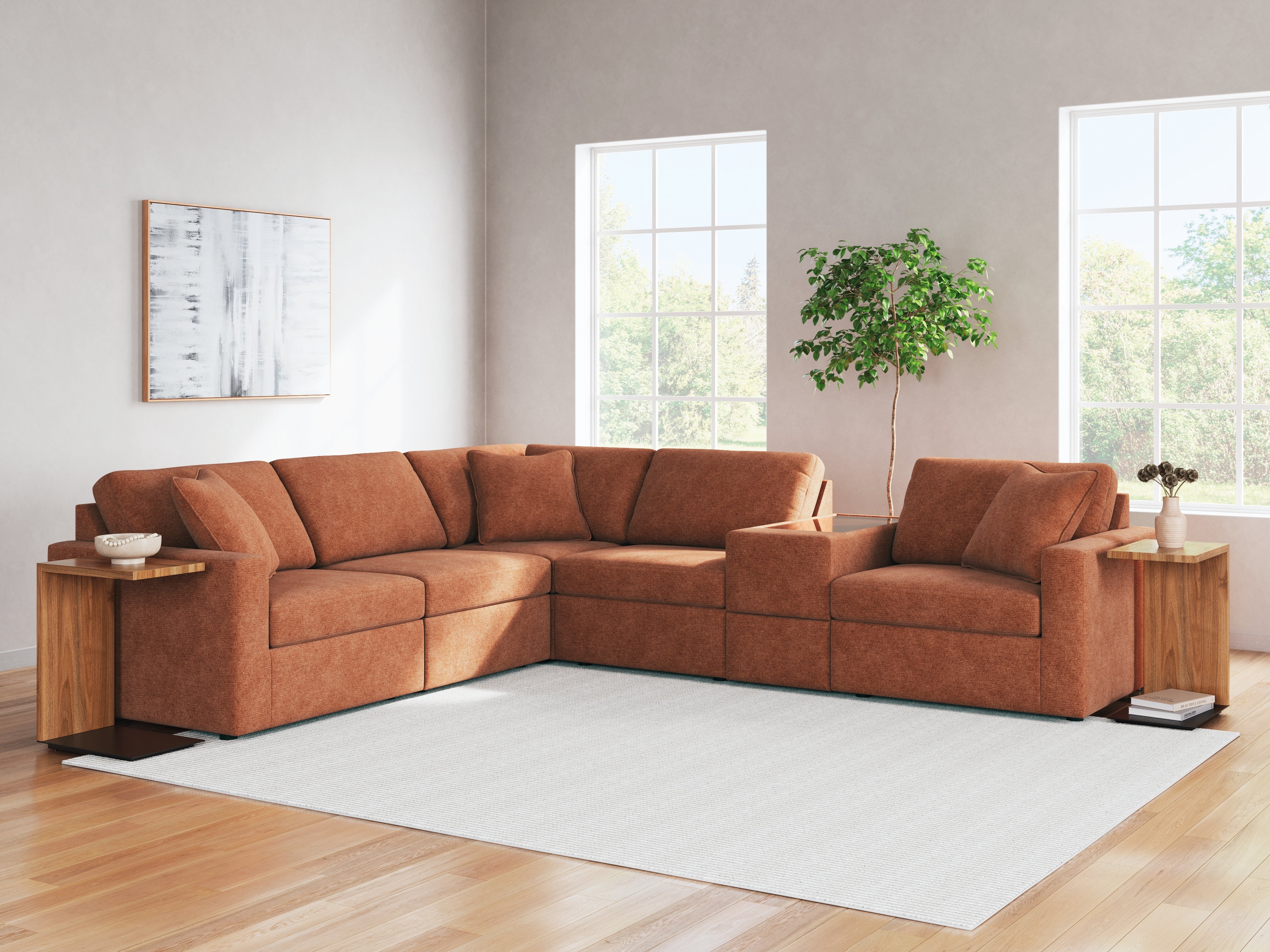 Lullora Furniture - Ashley Furniture - Modmax Sectional - RAF 6-Piece Sectional / Spice - 92102S7