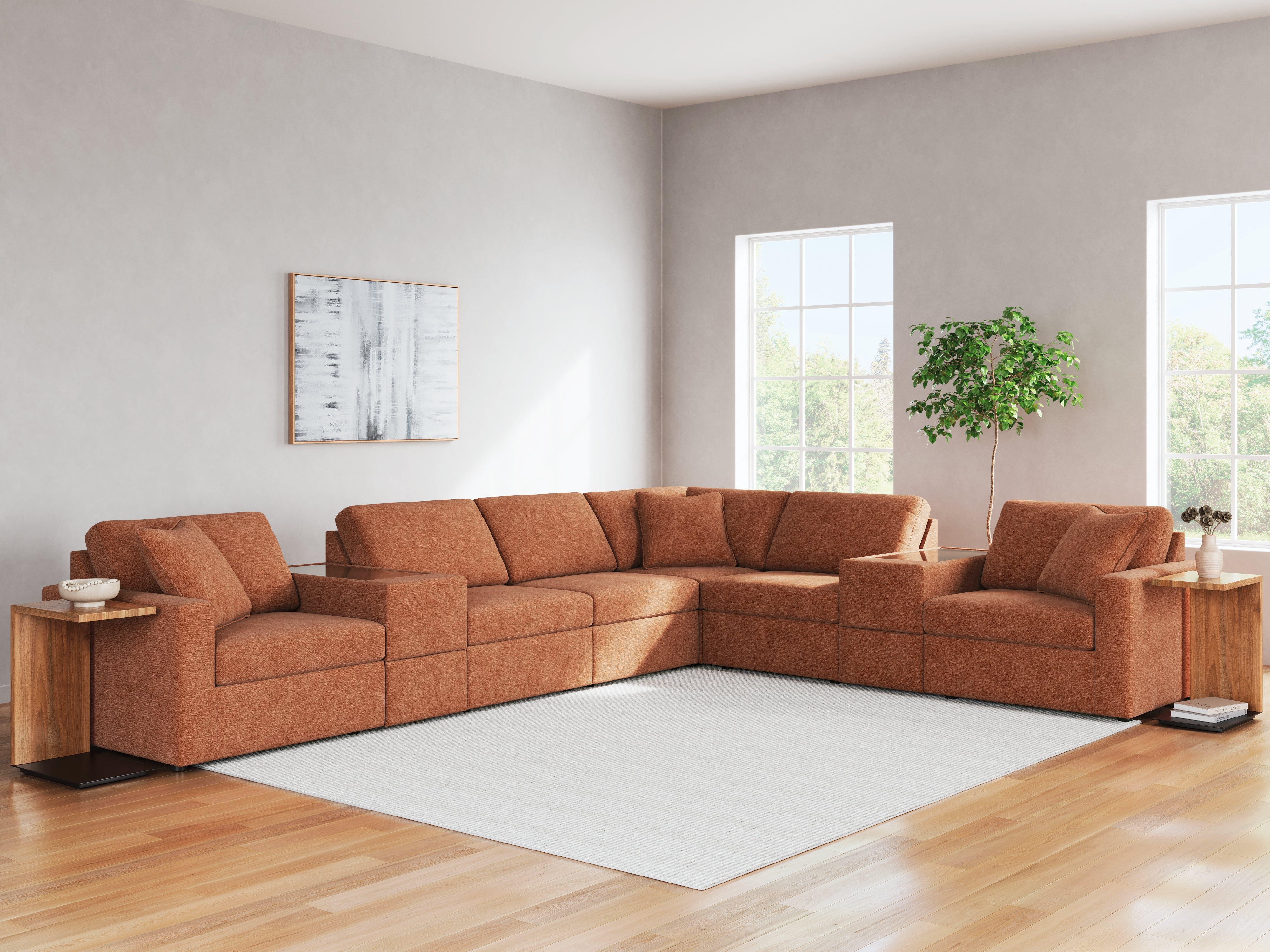 Lullora Furniture - Ashley Furniture - Modmax Sectional - RAF 8-Piece Sectional / Spice - 92102S11