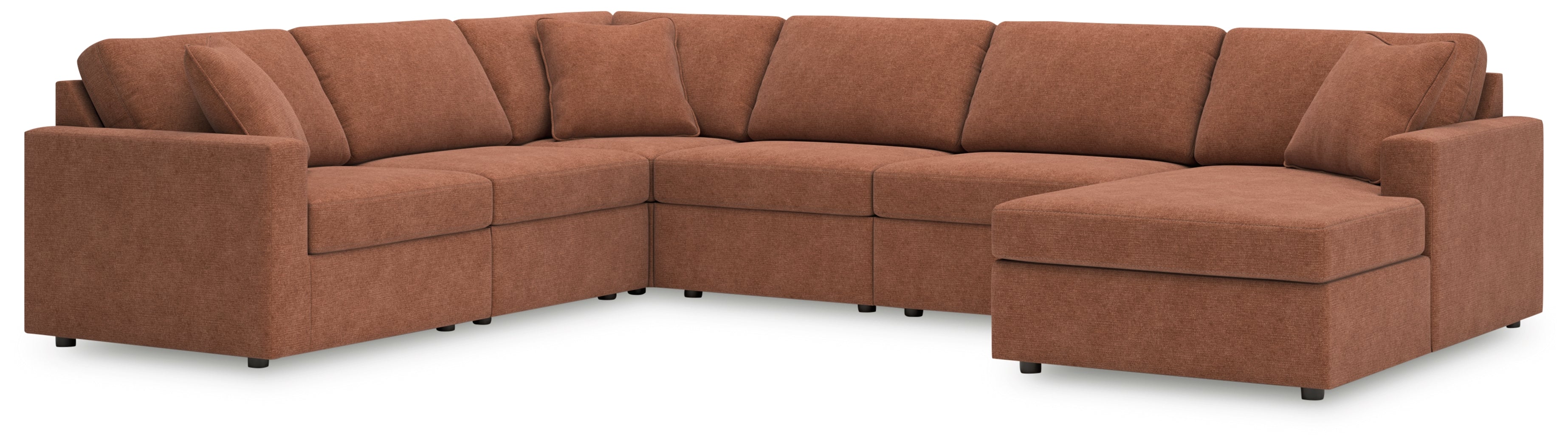 Lullora Furniture - Ashley Furniture - Modmax Sectional - RAF 6-Piece Sectional with Chaise / Spice - 92102S46