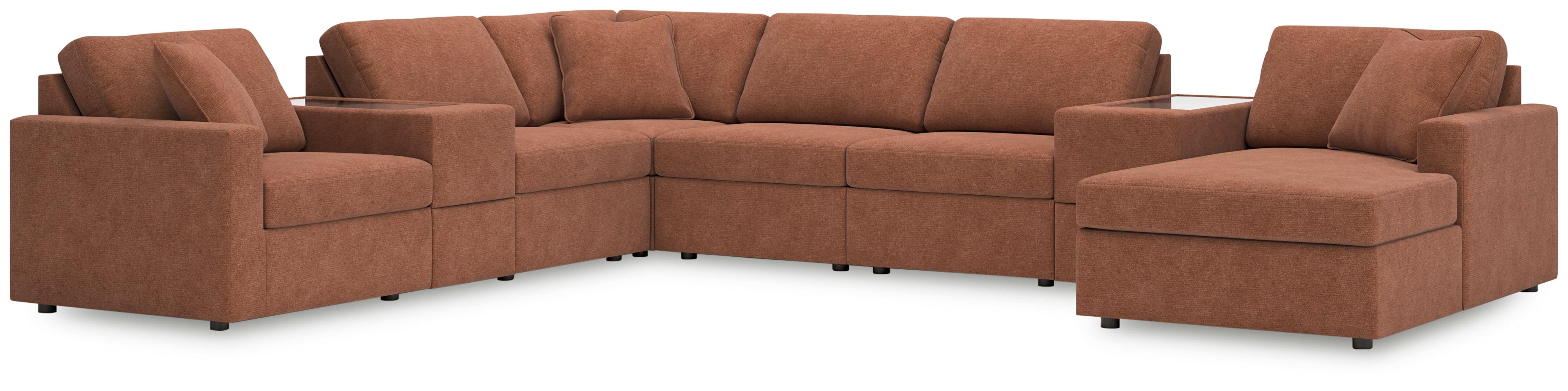 Lullora Furniture - Ashley Furniture - Modmax Sectional - RAF 8-Piece Sectional with Chaise / Spice - 92102S42
