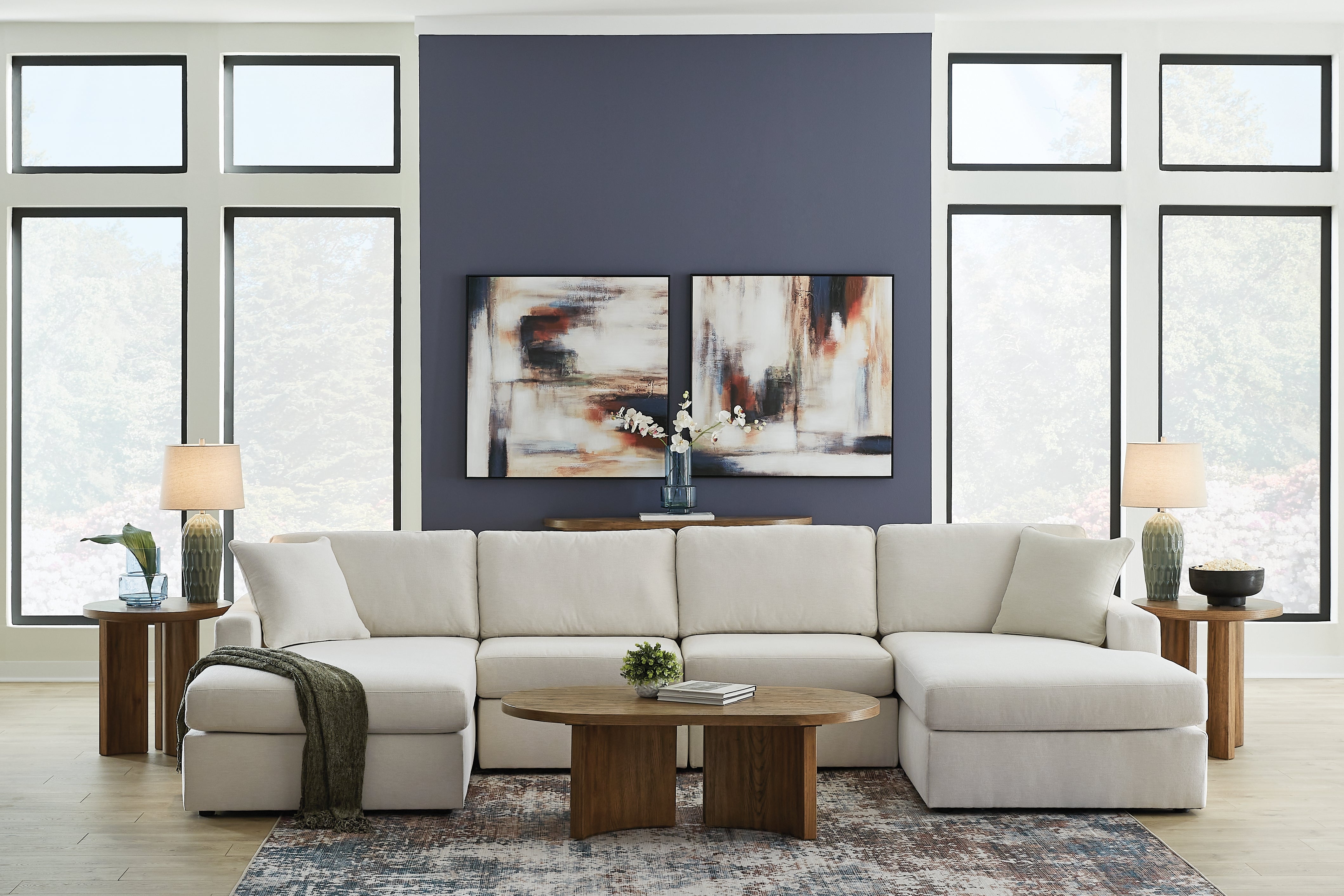 Lullora Furniture - Ashley Furniture - Modmax Sectional - RAF 4-Piece Sectional with Chaise / Oyster - 92103S19