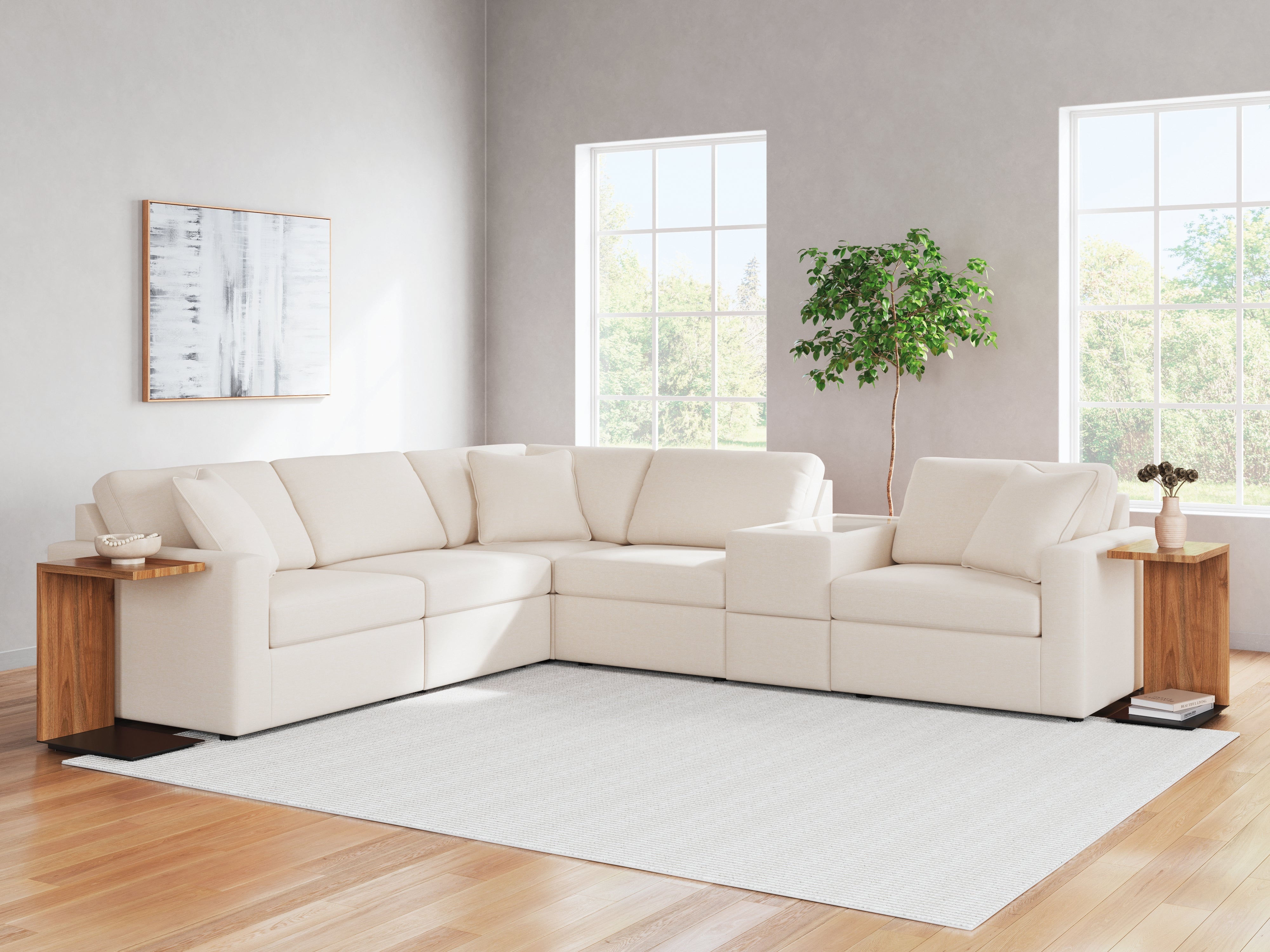 Lullora Furniture - Ashley Furniture - Modmax Sectional - RAF 6-Piece Sectional / Oyster - 92103S7