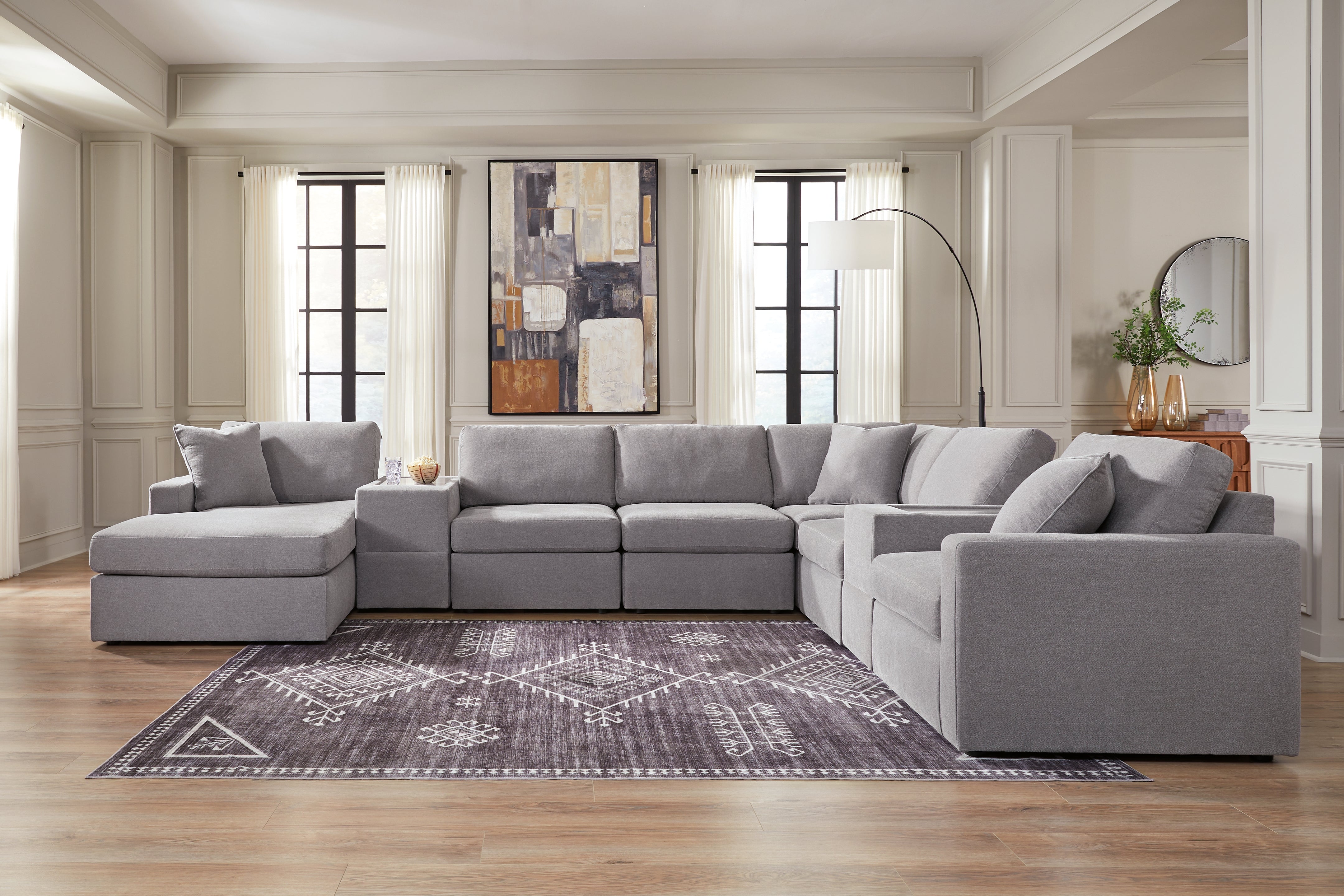 Lullora Furniture - Ashley Furniture - Modmax Sectional - RAF 8-Piece Sectional with Chaise / Granite - 92104S43