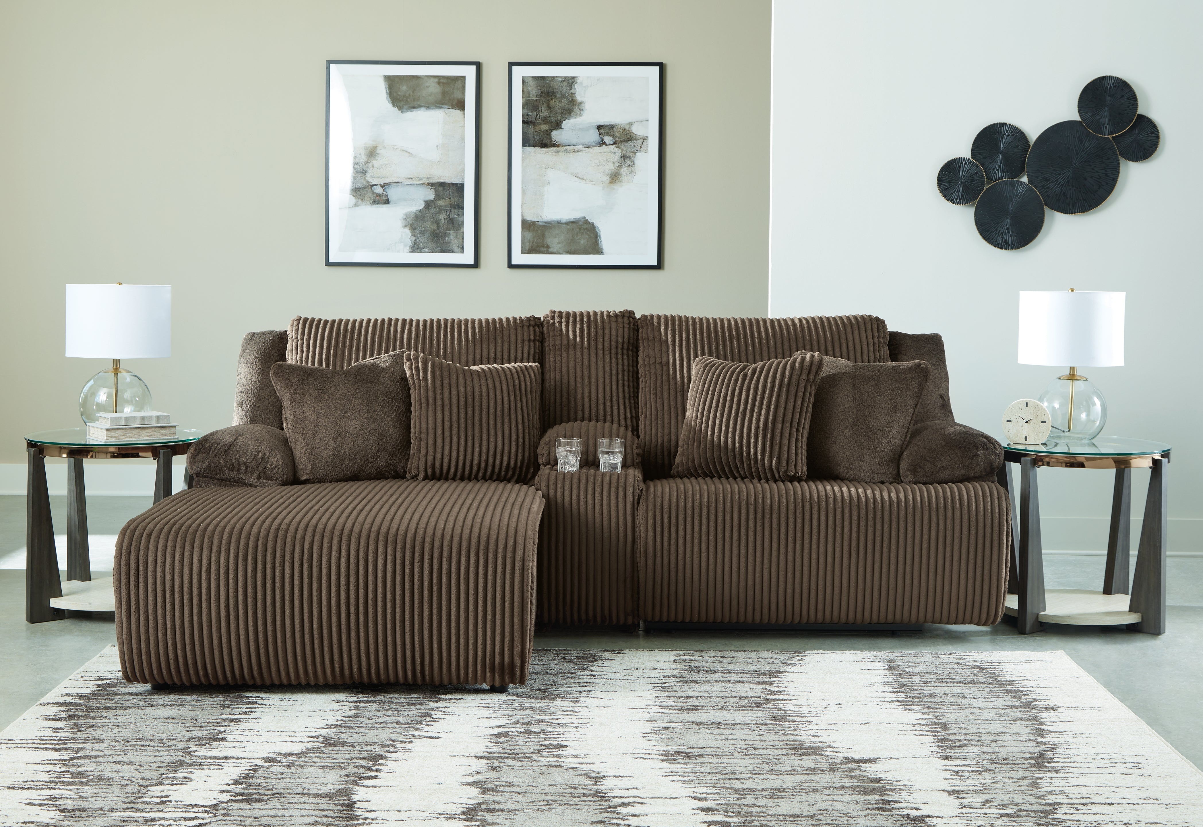 Lullora Furniture - Ashley Furniture - Top Tier Sectional - 3-Piece Reclining Sectional Sofa with Chaise / Chocolate - 92705S5