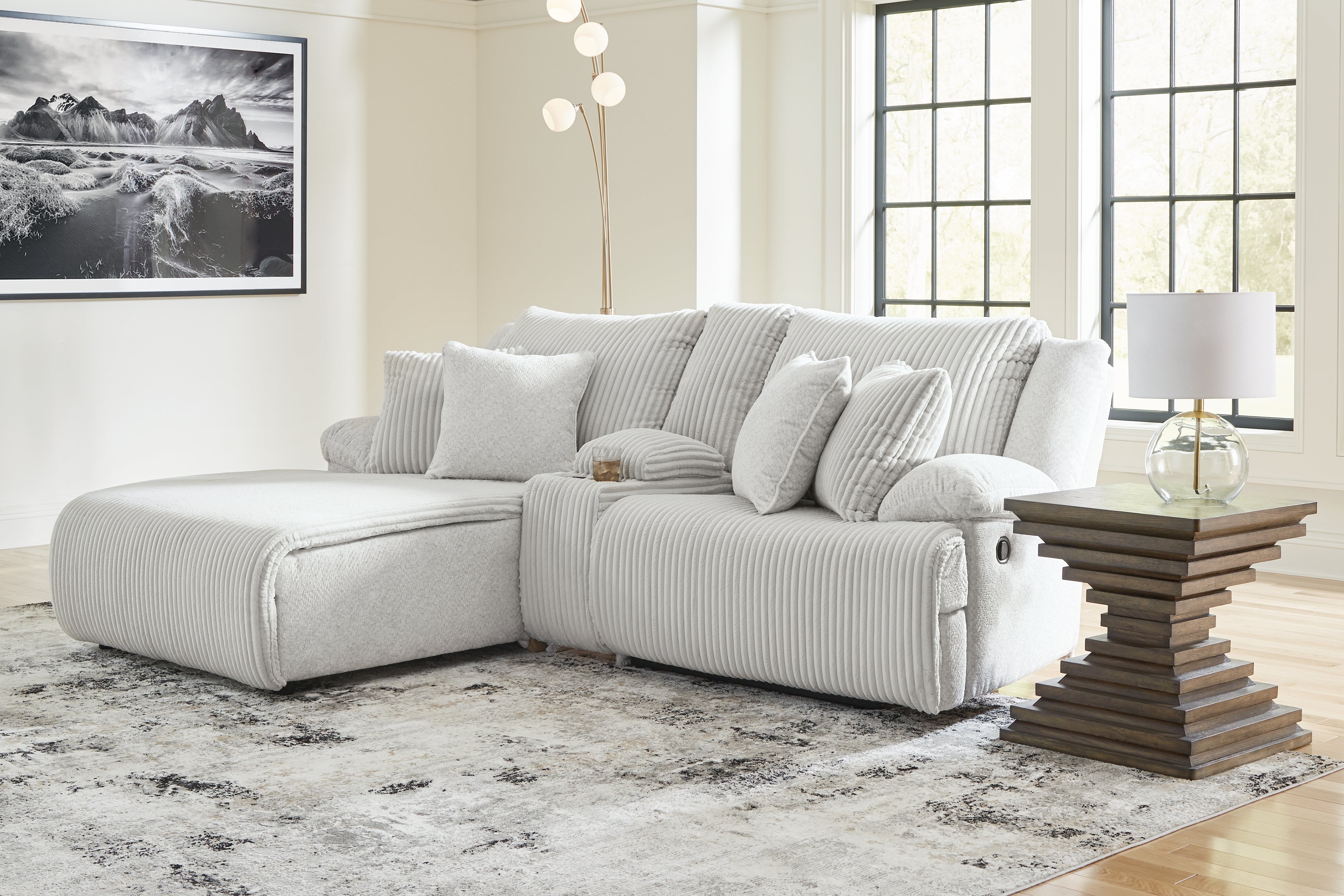 Lullora Furniture - Ashley Furniture - Top Tier Sectional - 3-Piece Reclining Sectional Sofa with Chaise / Alloy - 92706S5