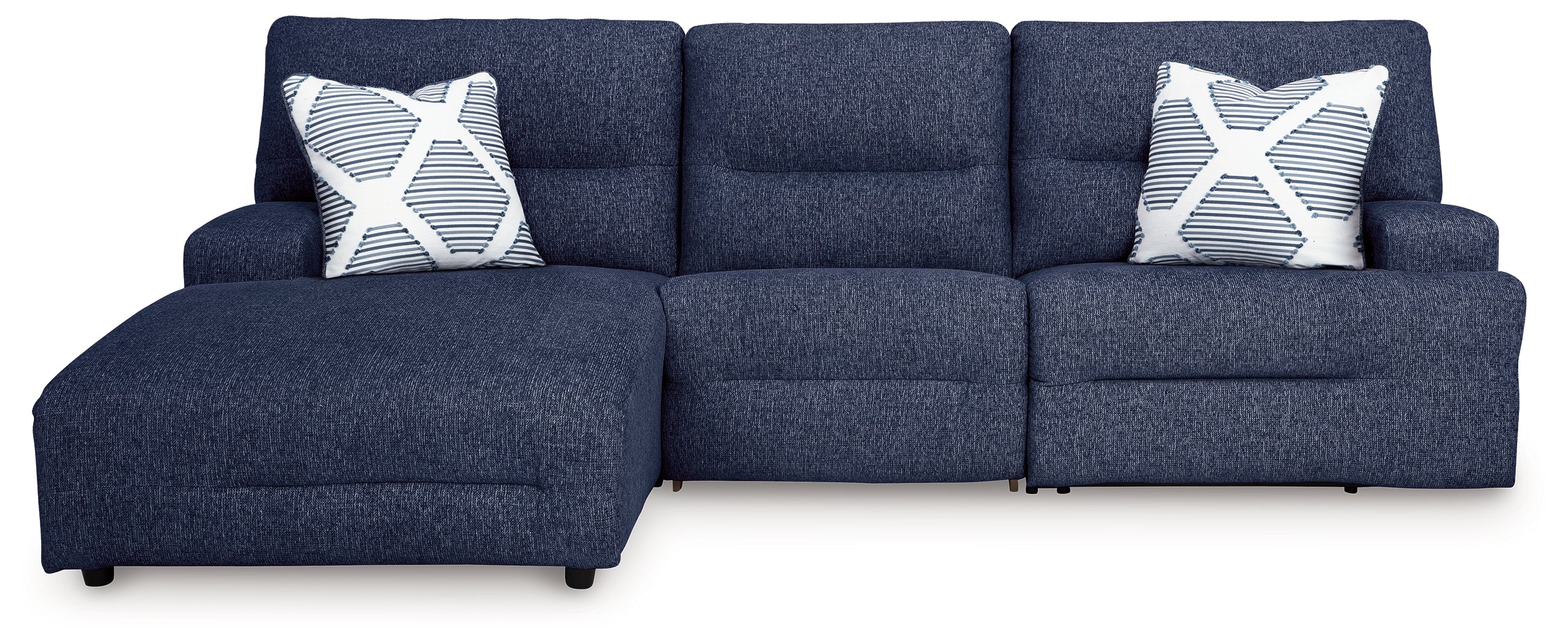 Lullora Furniture - Ashley Furniture - Acklen Place Sectional - 3-Piece Power Reclining Sectional / Navy - 93607S7