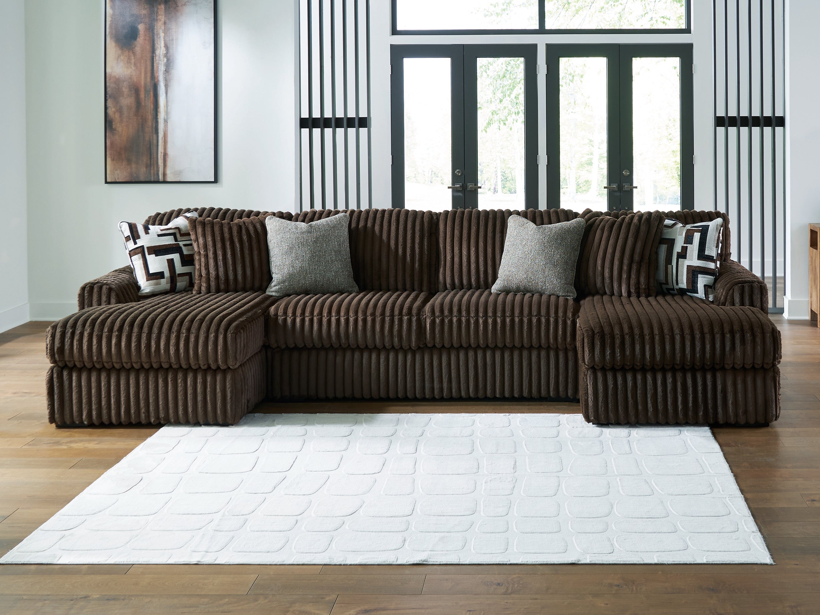 Lullora Furniture - Ashley Furniture - Midnight-Madness Sectional - RAF 3-Piece Sectional with Chaise / Chocolate - 98104S5