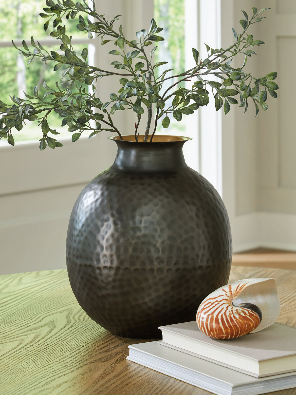 Lullora Furniture - Ashley Furniture - Woody Vase - Vase / Pewter/Gold Finish - A2000844