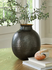 Lullora Furniture - Ashley Furniture - Woody Vase - Vase / Pewter/Gold Finish - A2000844