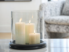 Lullora Furniture - Ashley Furniture - Saskia Candle Holder - Candle Holder / Clear/Black - A2000846