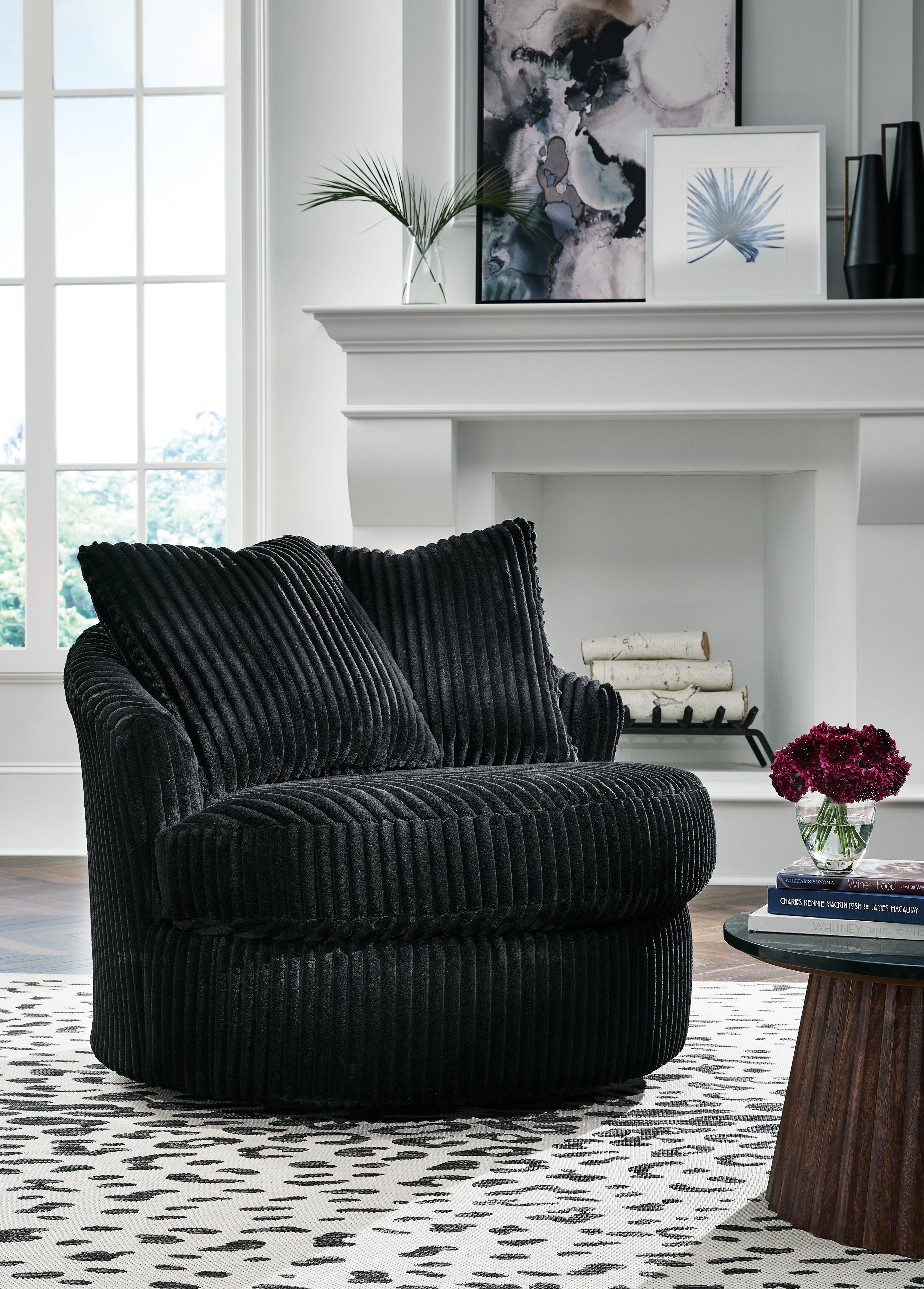 Lullora Furniture - Ashley Furniture - Gramwell Swivel Accent Chair - Swivel Accent Chair / Onyx - A3000725