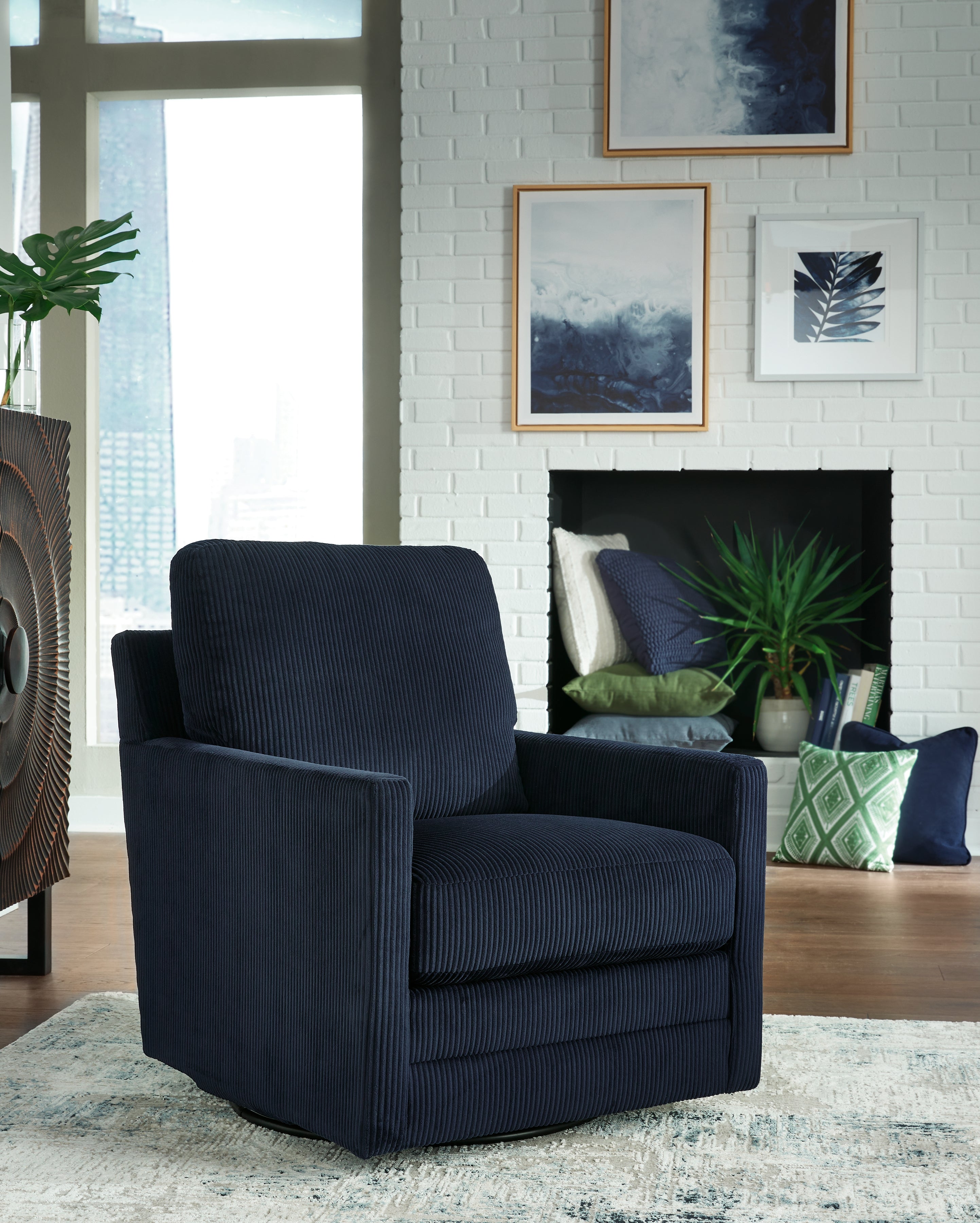 Lullora Furniture - Ashley Furniture - Icaman Swivel Accent Chair - Swivel Accent Chair / Navy - A3000727