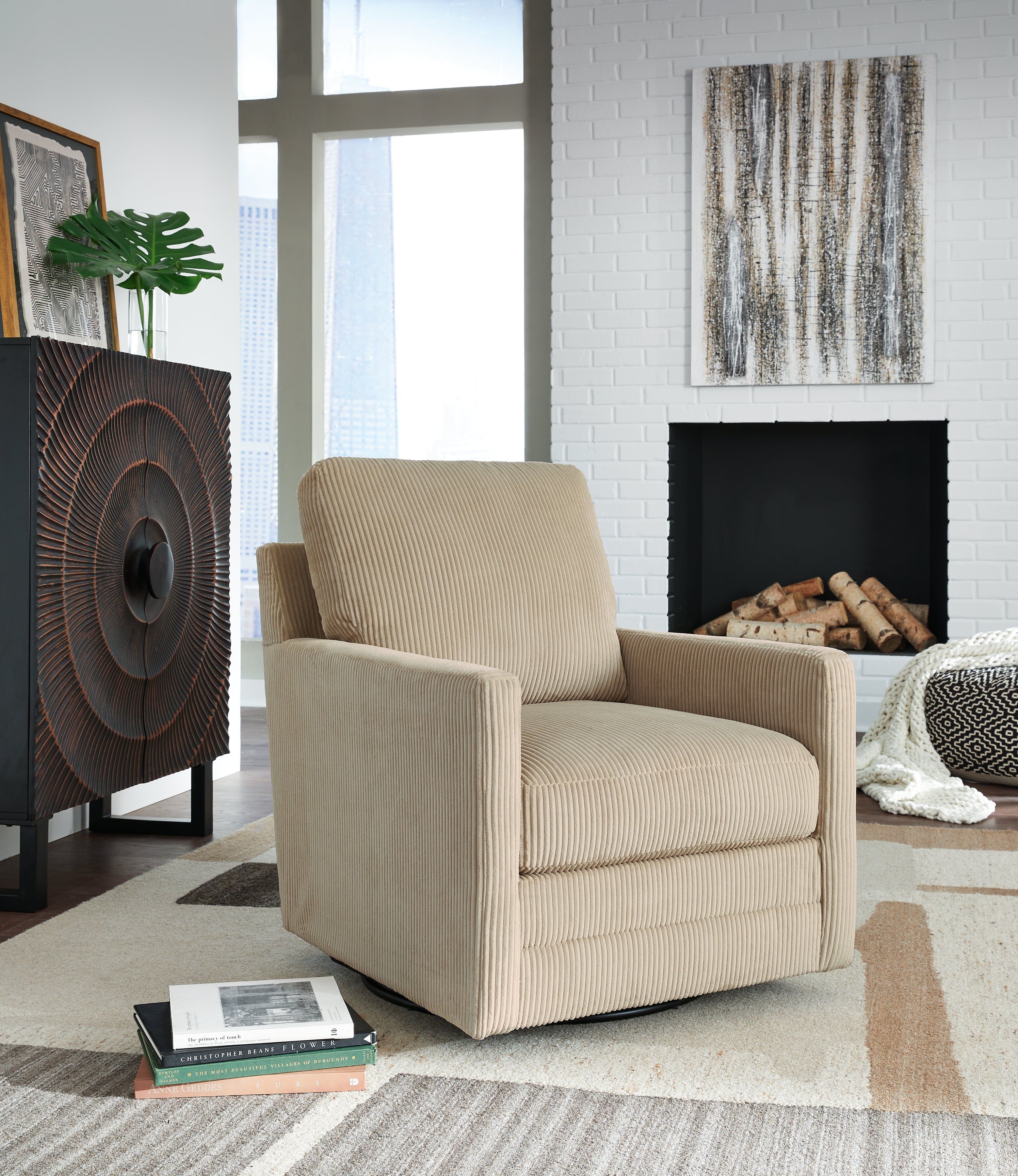 Lullora Furniture - Ashley Furniture - Icaman Swivel Accent Chair - Swivel Accent Chair / Sand - A3000728