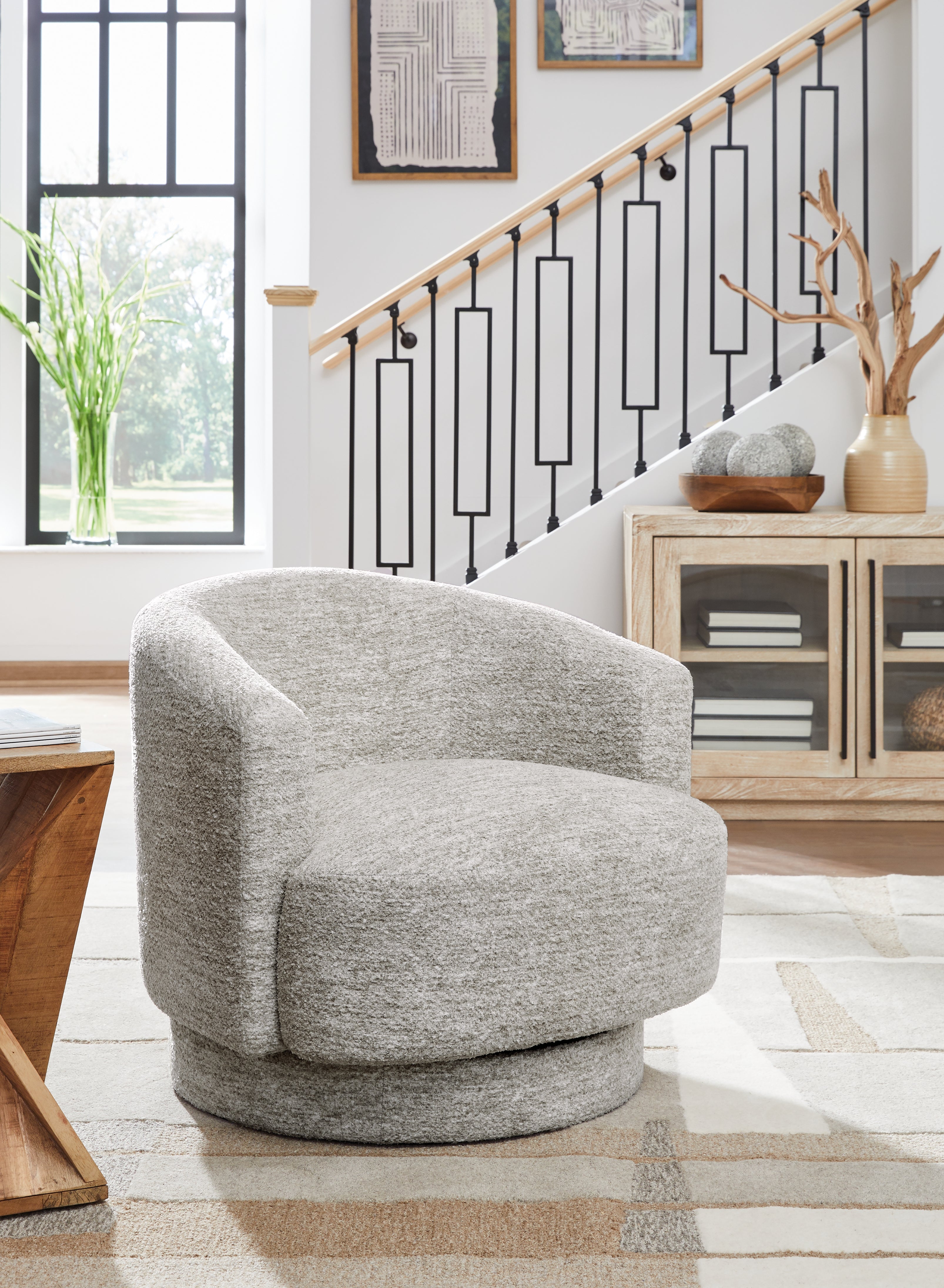 Lullora Furniture - Ashley Furniture - Wardsor Swivel Accent Chair - Swivel Accent Chair / Stone - A3000731