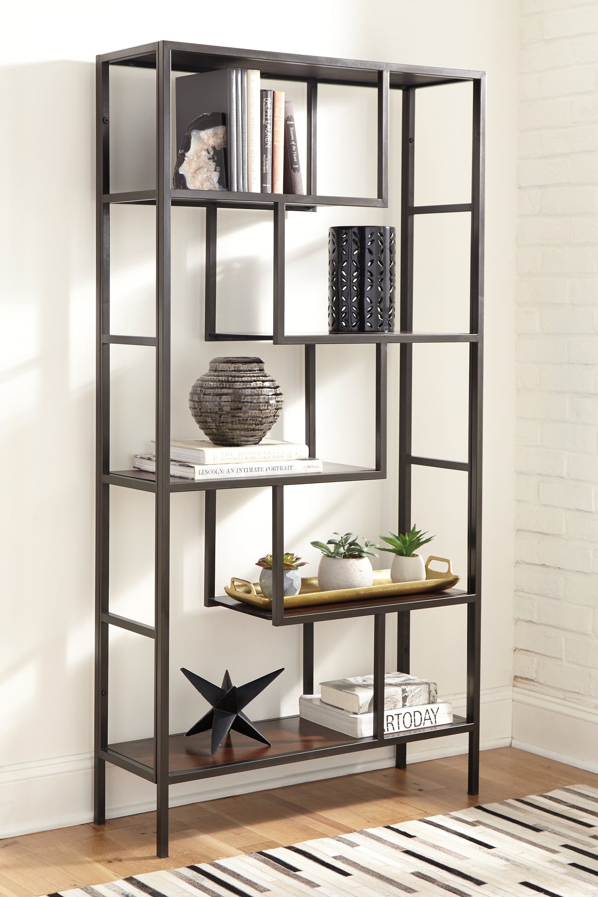 Lullora Furniture - Ashley Furniture - Frankwell Bookcase - Bookcase / Brown/Black - A4000021