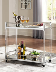 Lullora Furniture - Ashley Furniture - Chaseton Bar Cart - Bar Cart / Clear/Silver Finish - A4000501