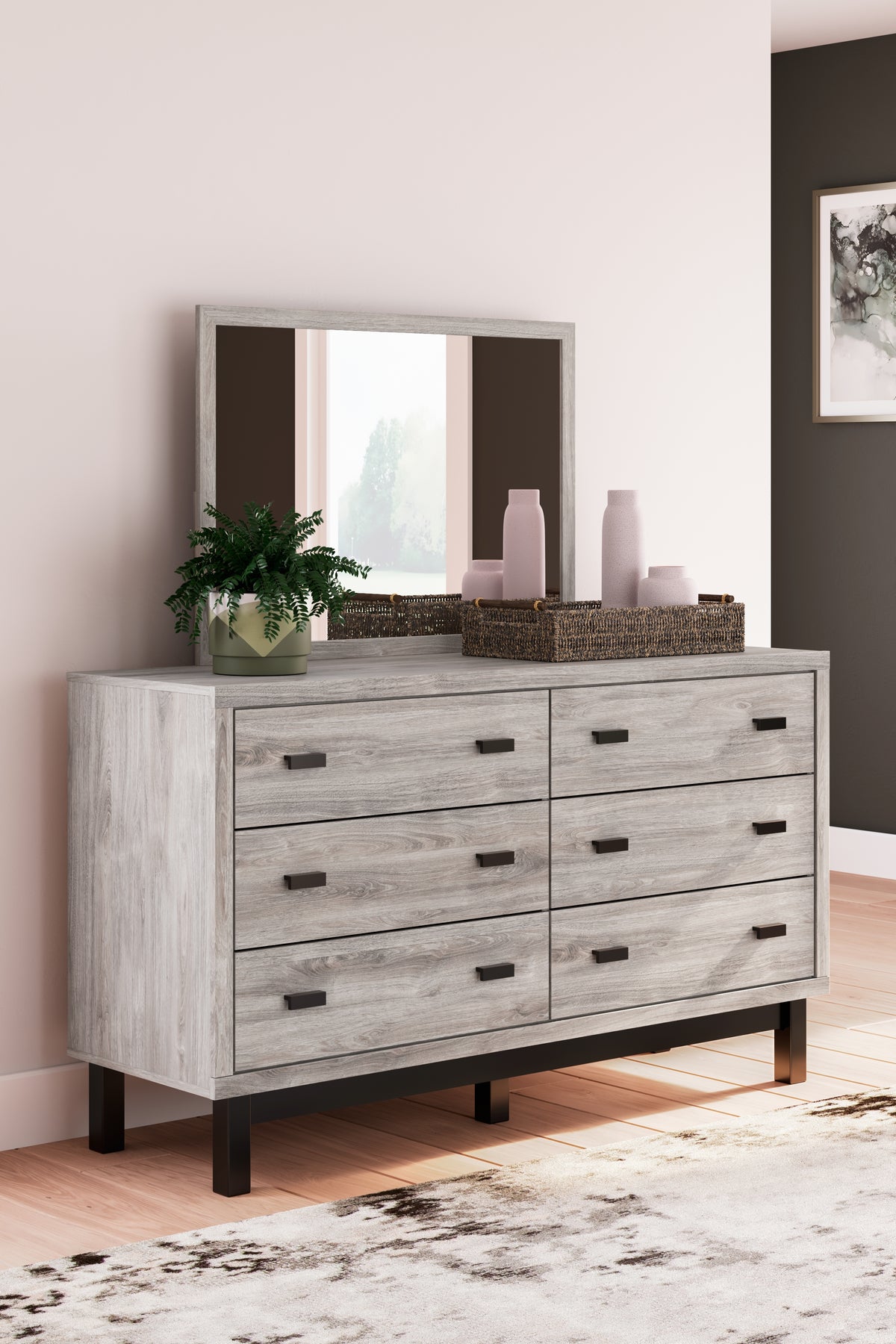 Lullora Furniture - Ashley Furniture - Vessalli Bedroom - Dresser and Mirror / Gray - B1036B1