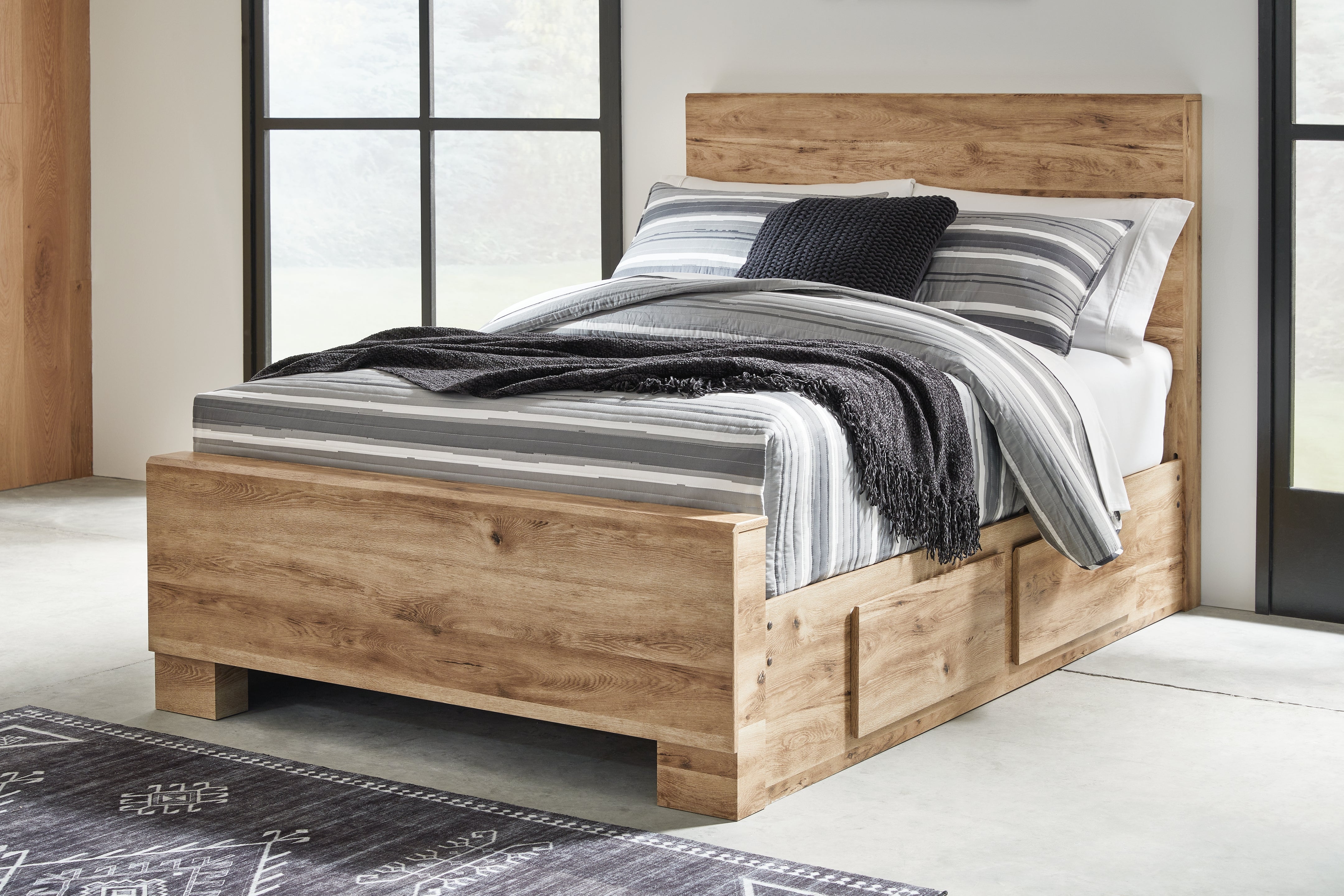 Lullora Furniture - Ashley Furniture - Hyanna Bedroom - Full Panel Bed with 1 Side Storage / Tan Brown - B1050B25