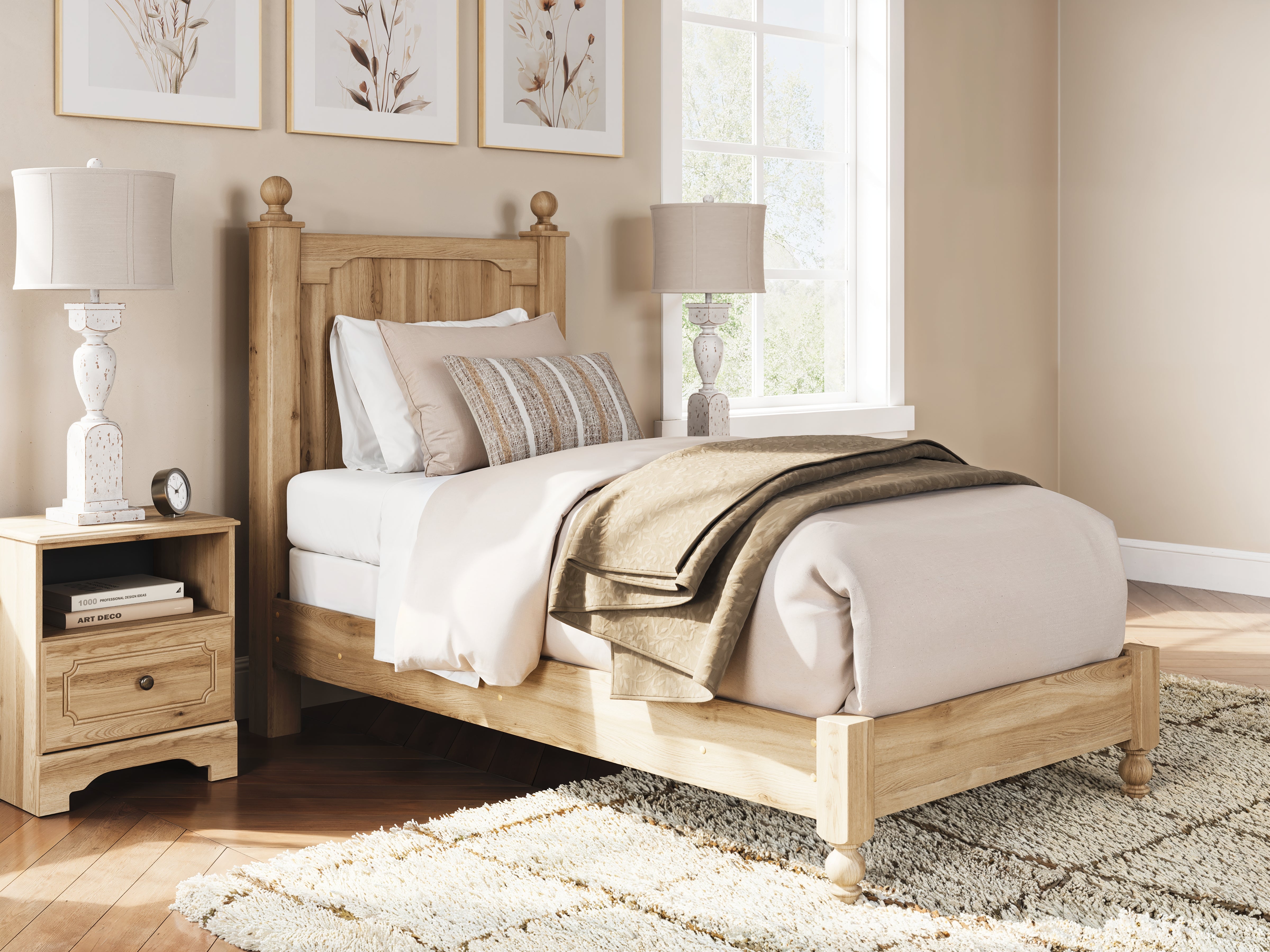 Lullora Furniture - Ashley Furniture - Aleaport Bedroom - Twin Panel Bed / Warm Brown - PCB1075B2