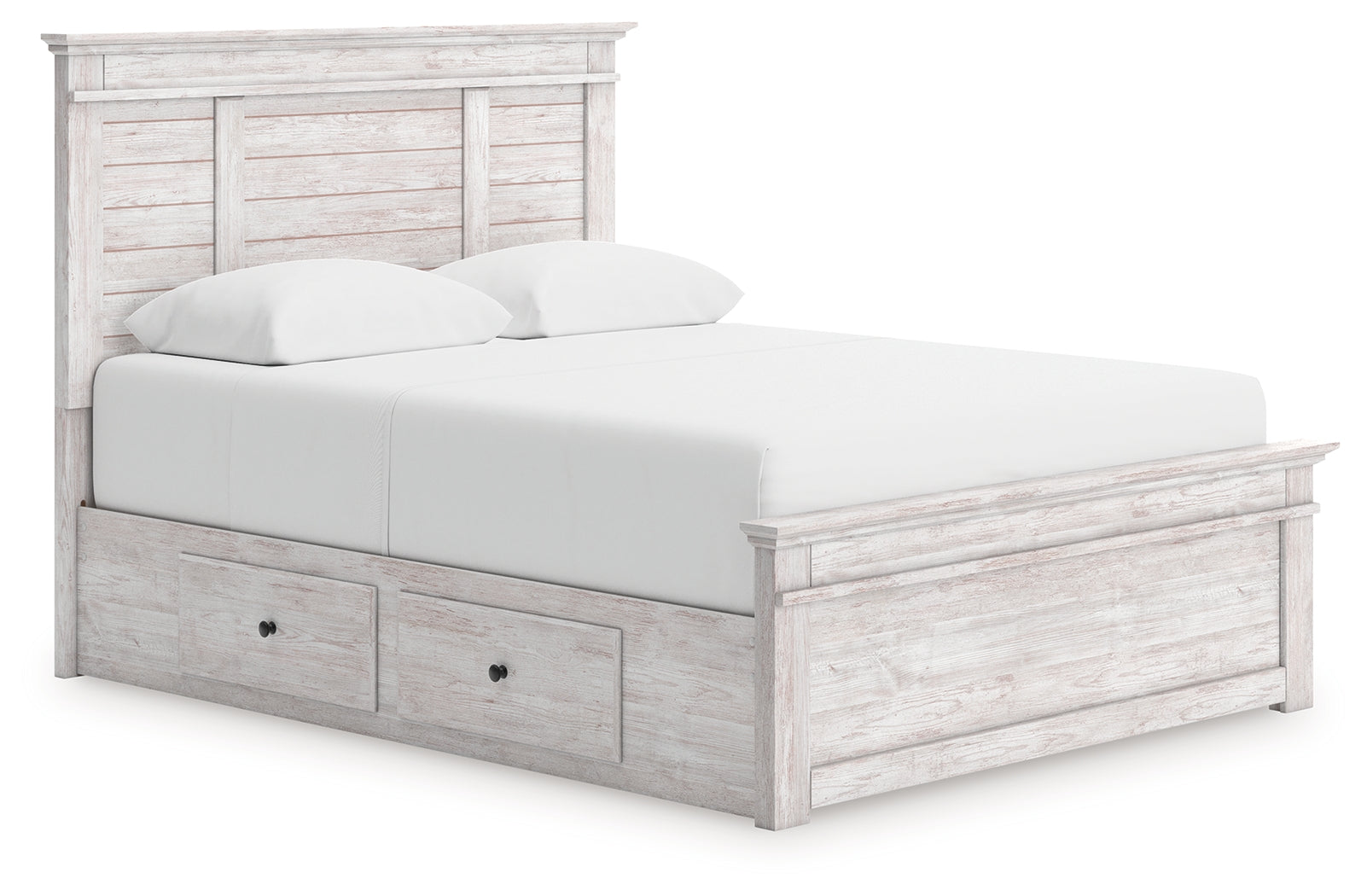 Lullora Furniture - Ashley Furniture - Makidern Bedroom - Queen Panel Storage Bed / Whitewash - PCB1171B16