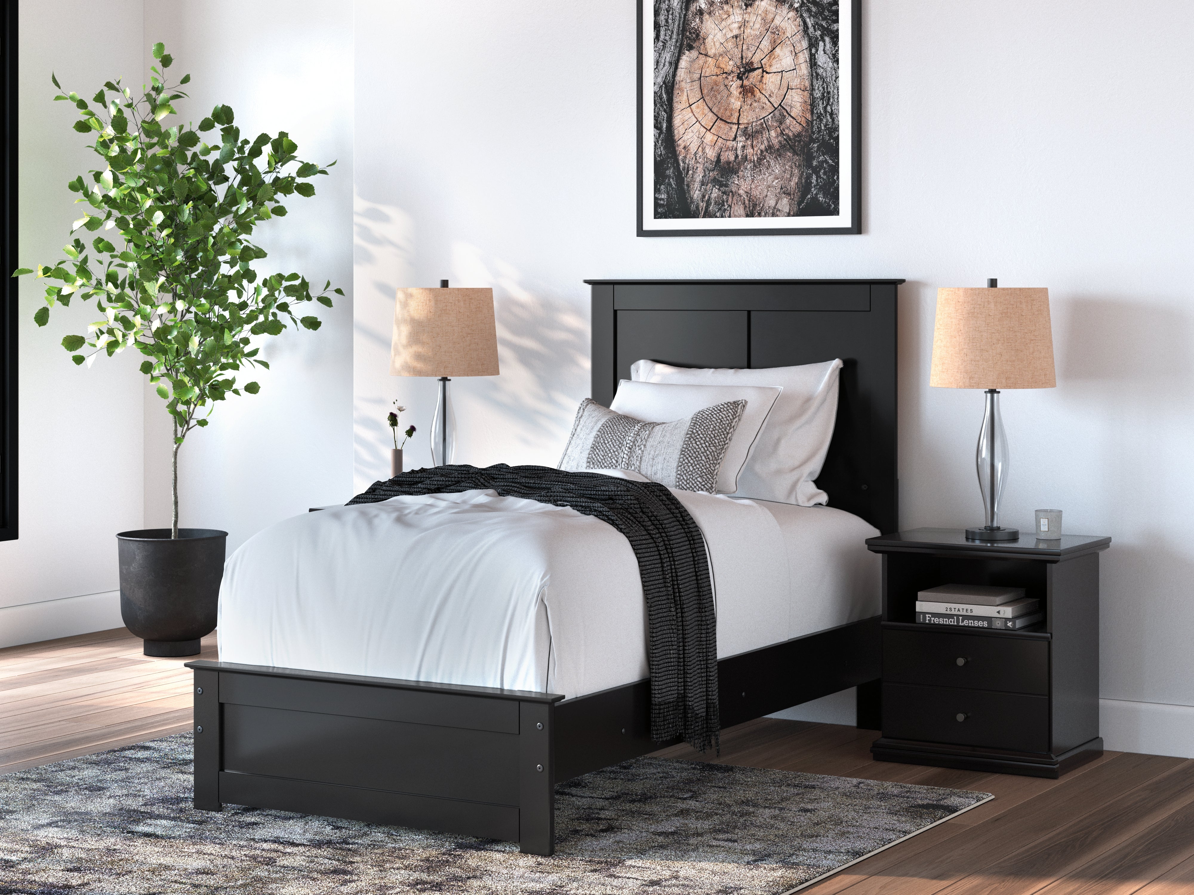 Lullora Furniture - Ashley Furniture - Maribel Bedroom - Twin Panel Bed / Black - B138B51