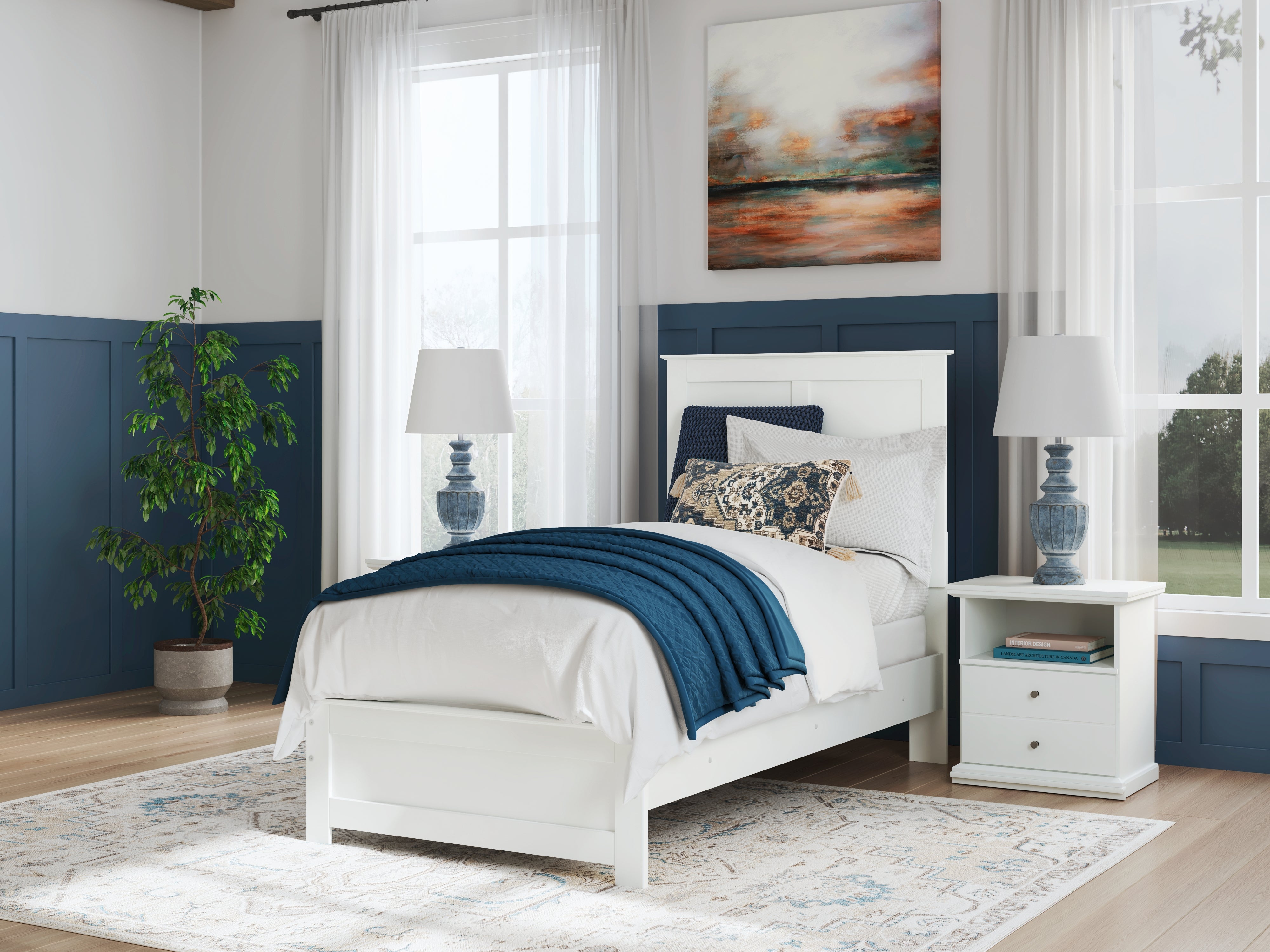 Lullora Furniture - Ashley Furniture - Bostwick Shoals Bedroom - Twin Panel Bed / White - B139B41