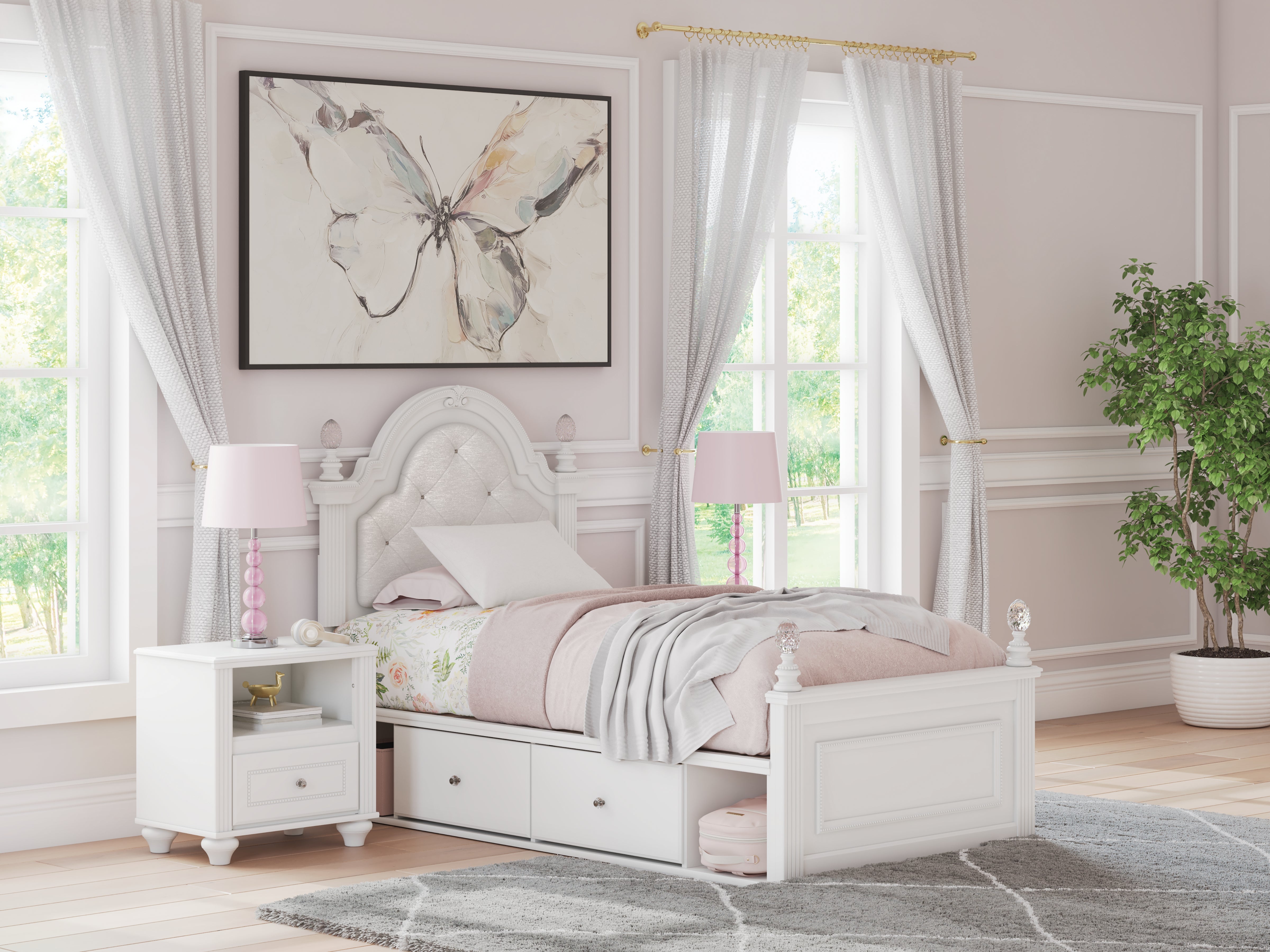 Lullora Furniture - Ashley Furniture - Kozlani Bedroom - Twin Upholstered Panel Storage Bed - PCB1819B9