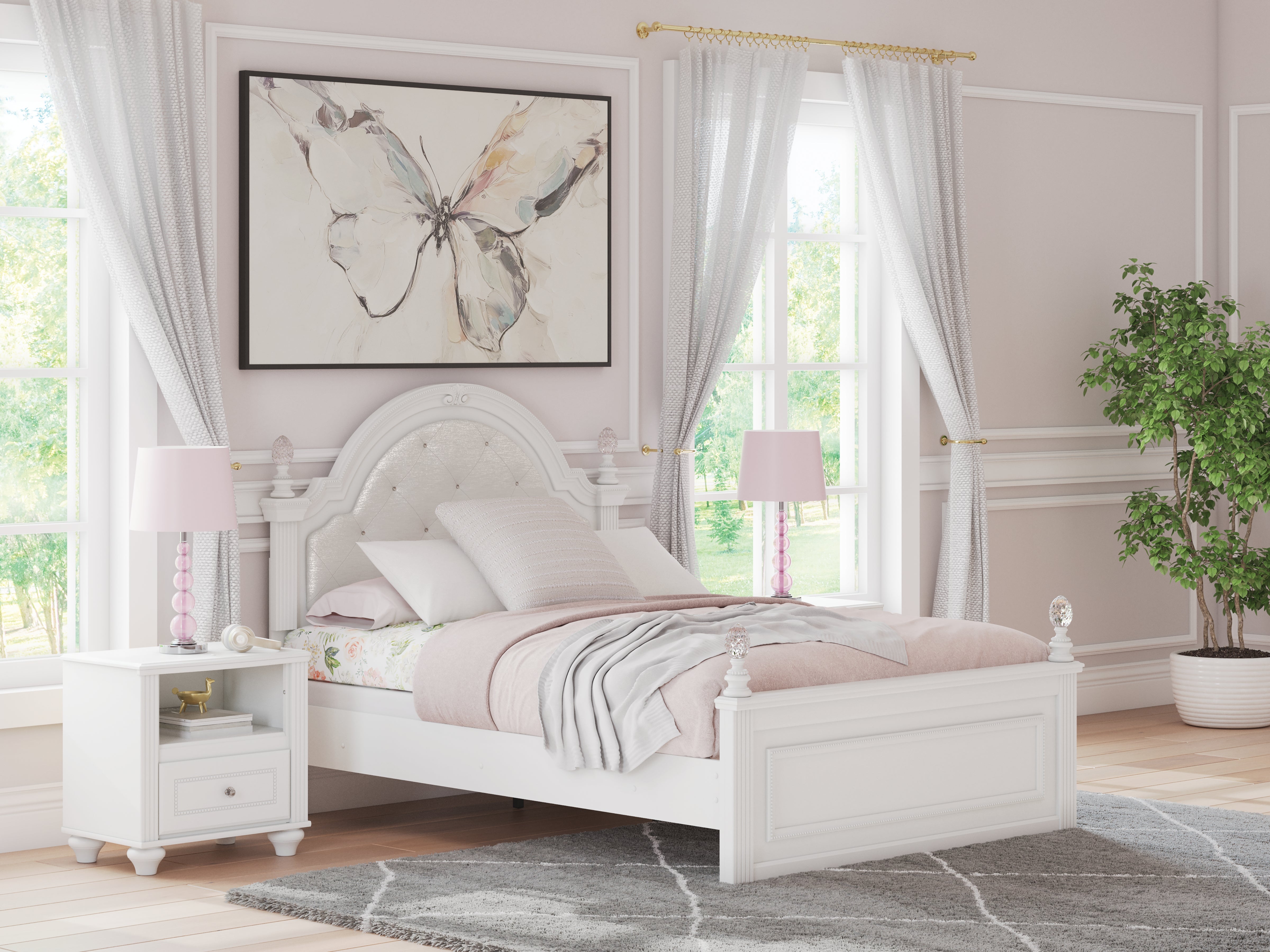 Lullora Furniture - Ashley Furniture - Kozlani Bedroom - Full Upholstered Panel Bed / White - PCB1819B6