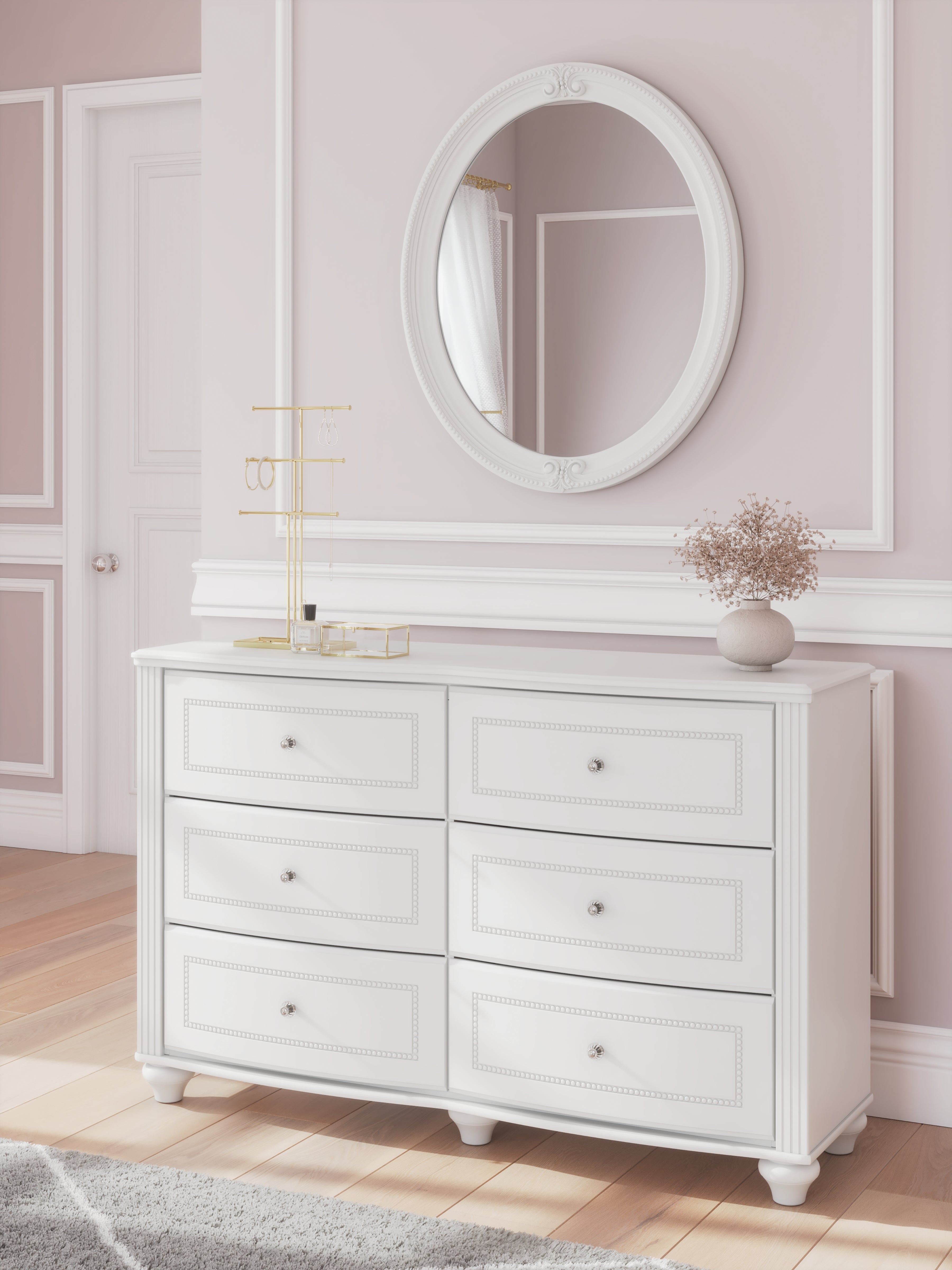 Lullora Furniture - Ashley Furniture - Kozlani Bedroom - Dresser and Mirror / White - PCB1819B2