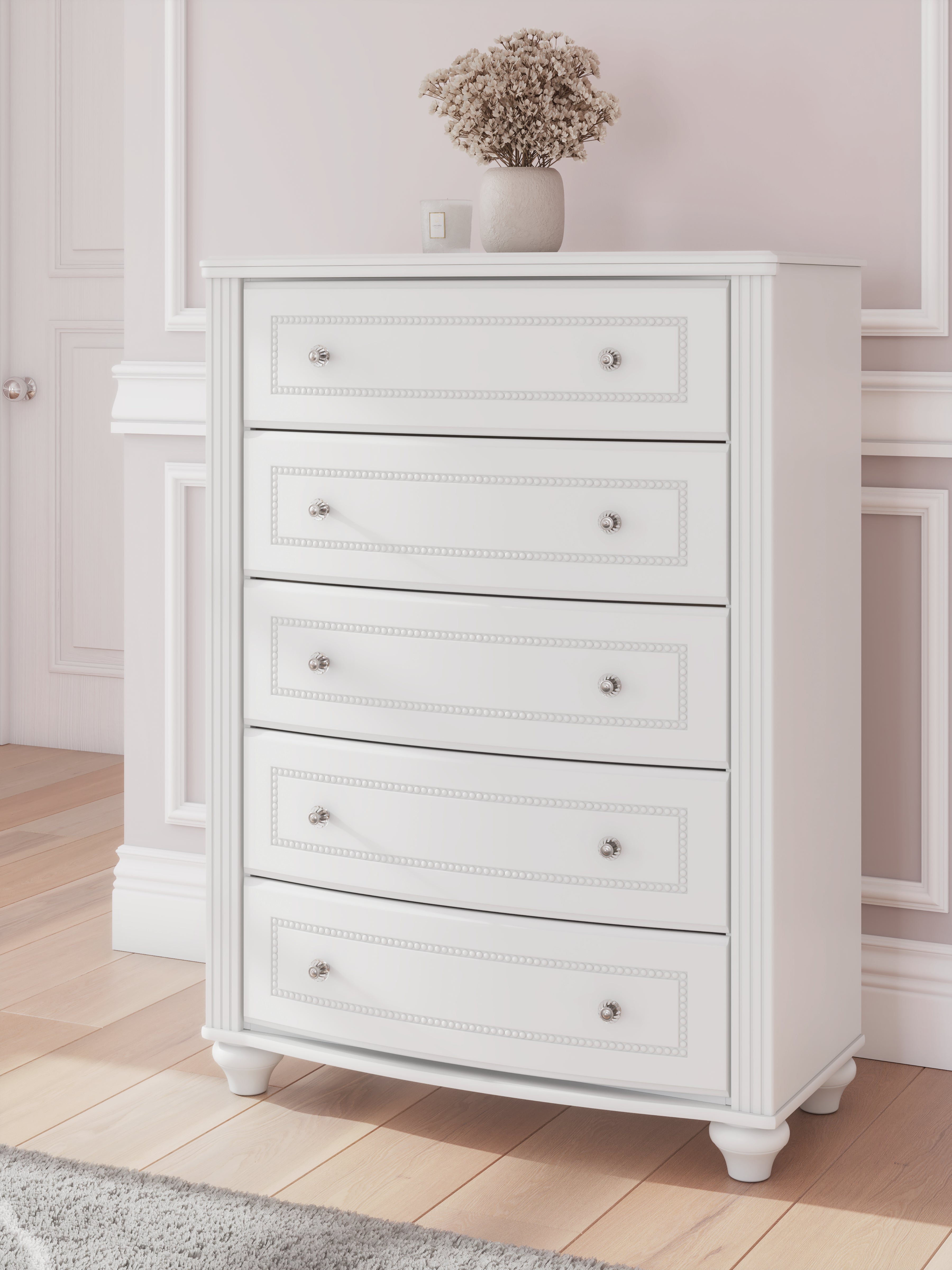 Lullora Furniture - Ashley Furniture - Kozlani Bedroom - Five Drawer Chest / White - PCB1819-46
