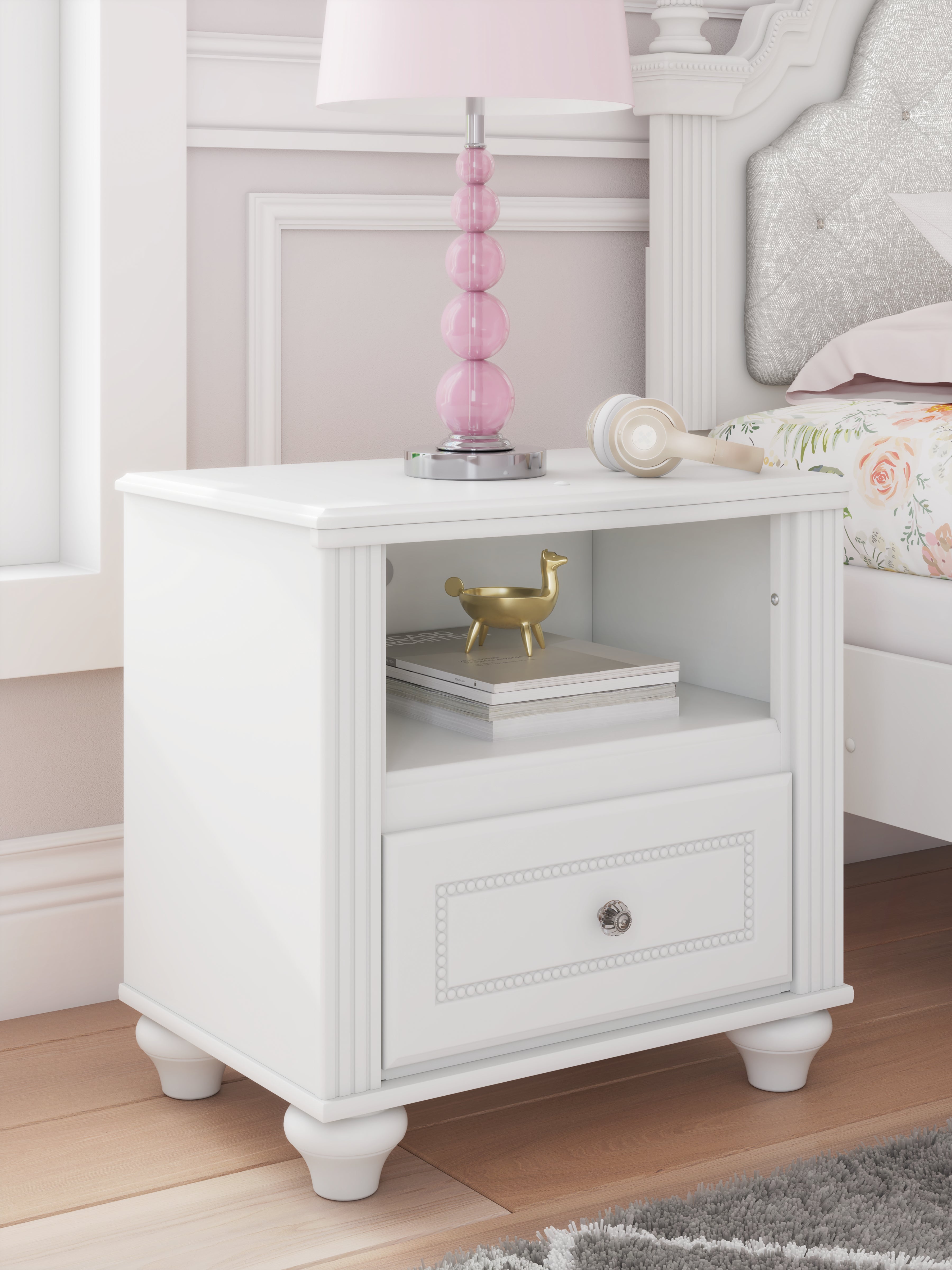 Lullora Furniture - Ashley Furniture - Kozlani Bedroom - One Drawer Night Stand / White - PCB1819-91