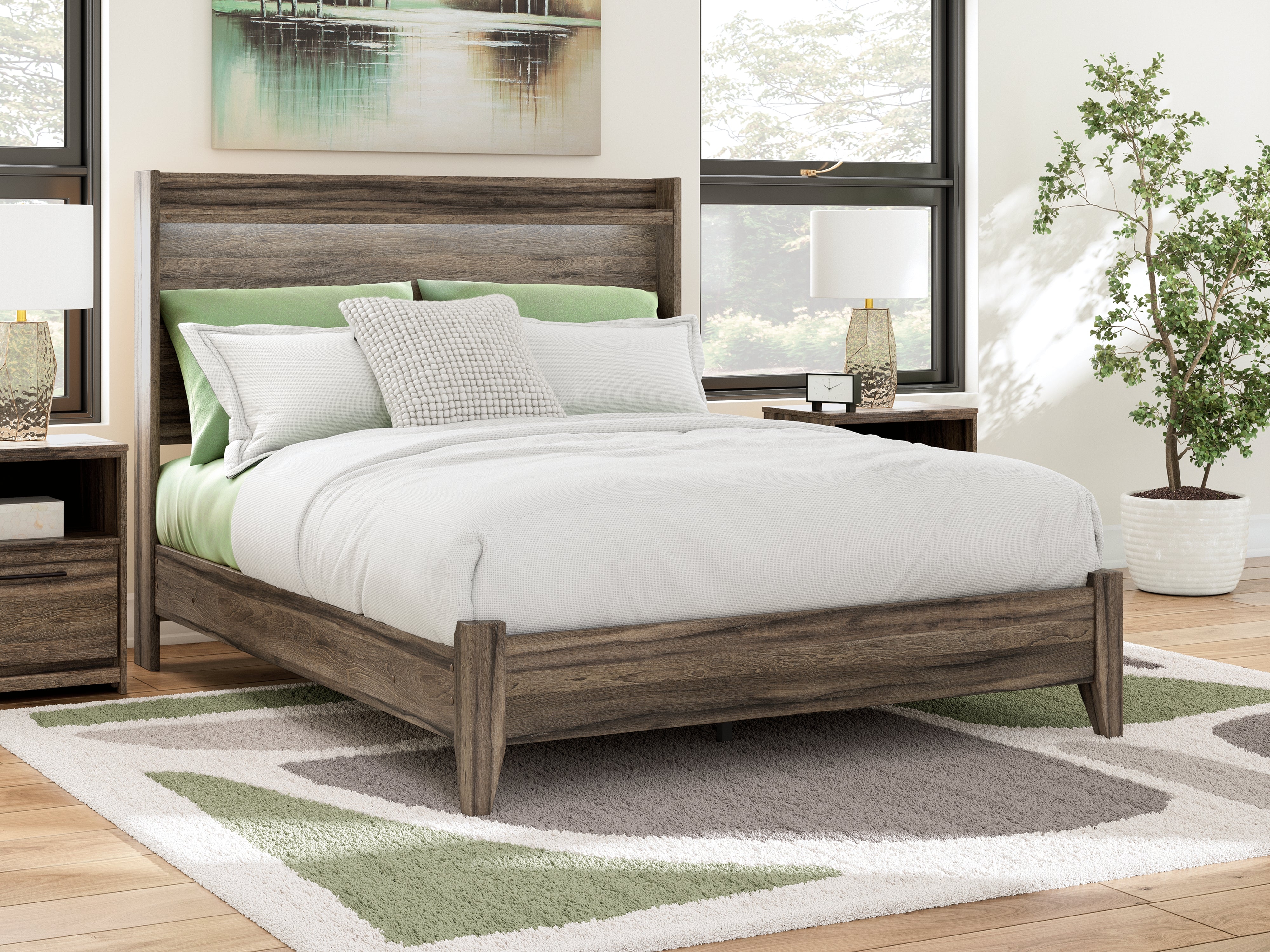 Lullora Furniture - Ashley Furniture - Elbrim Bedroom - Queen Panel Bed / Brown - PCB2005B2
