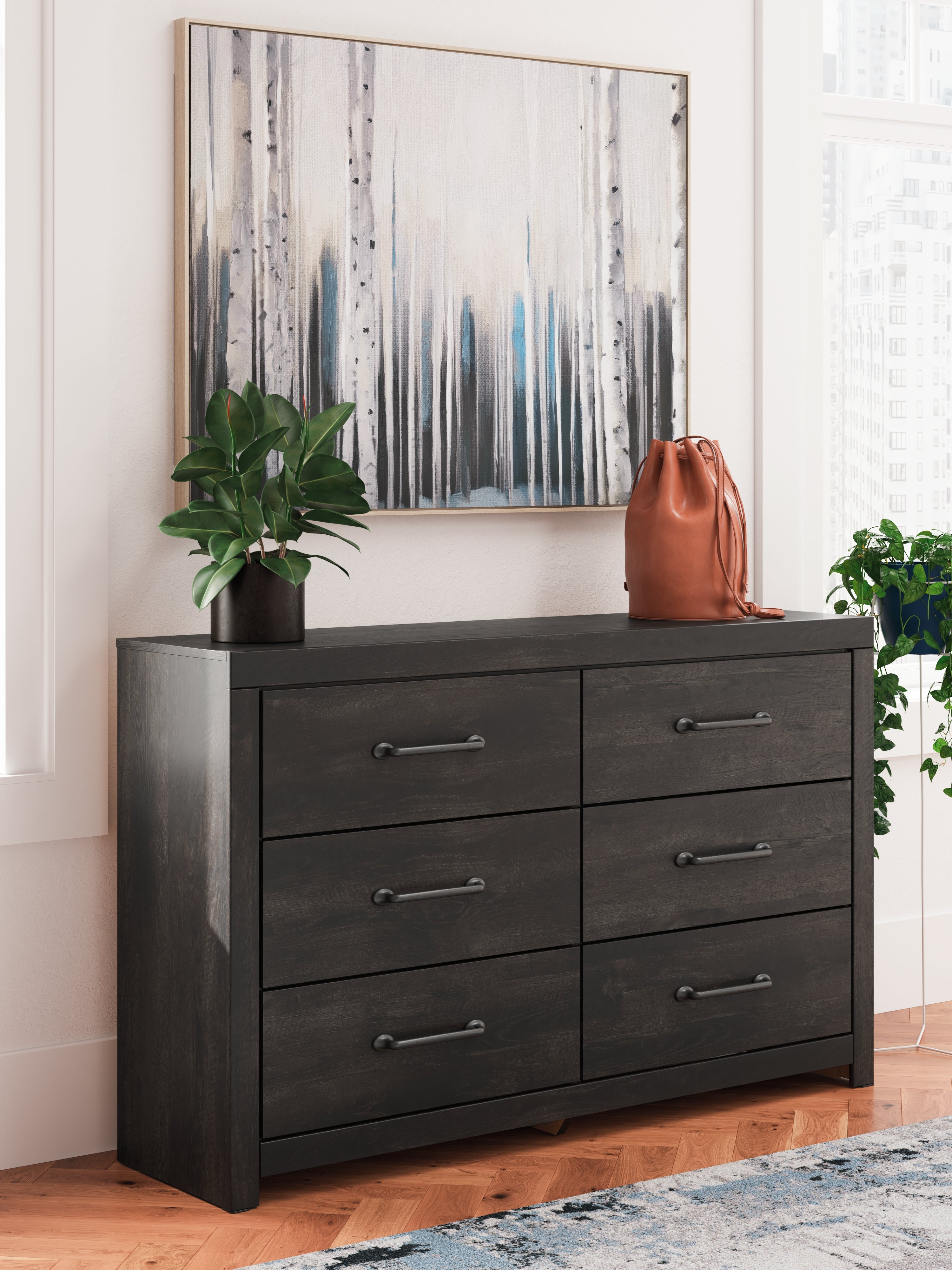Lullora Furniture - Ashley Furniture - Hollivern Bedroom - Six Drawer Dresser / Dark Gray - PCB2108-31