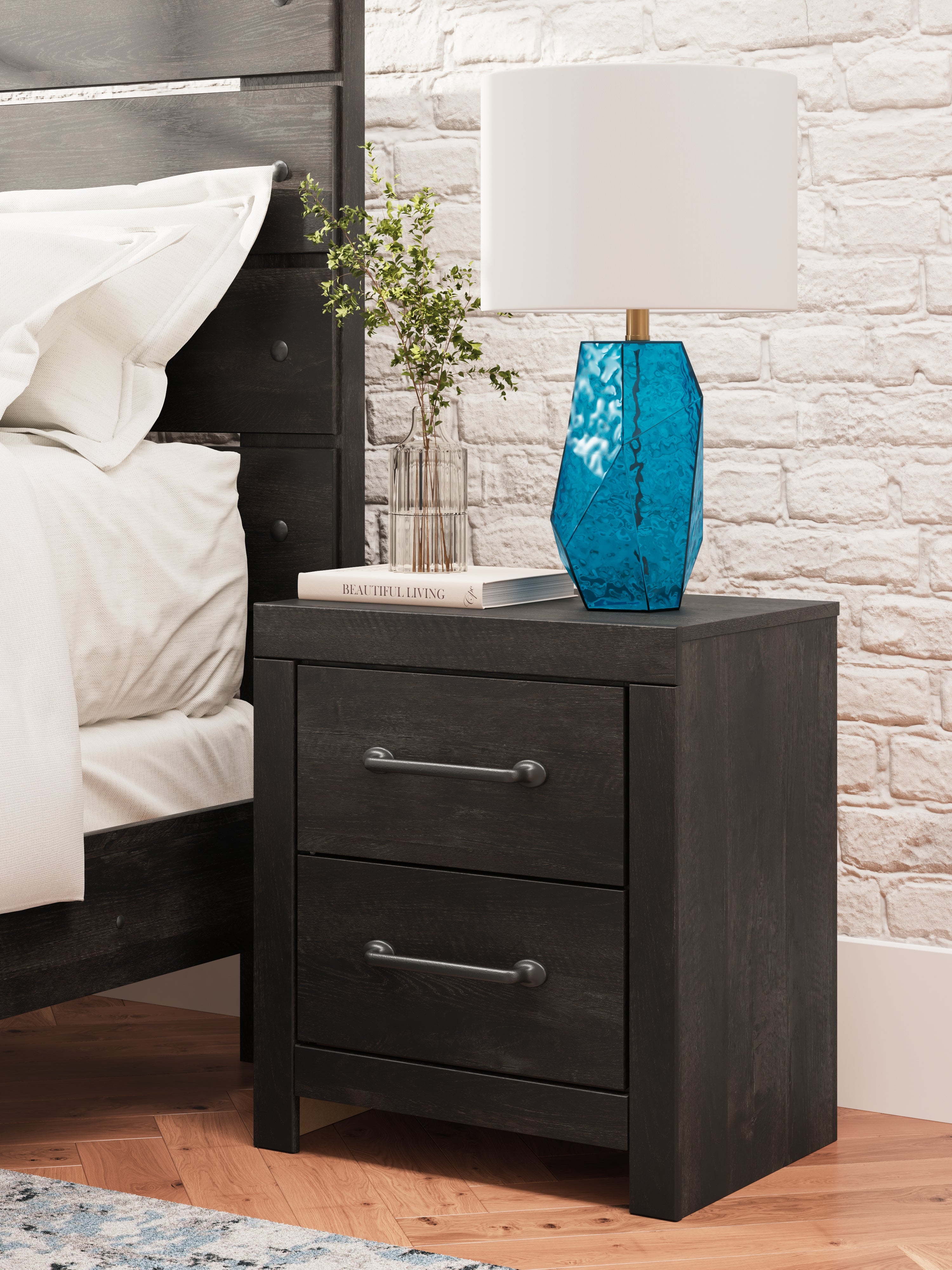 Lullora Furniture - Ashley Furniture - Hollivern Bedroom - Two Drawer Night Stand / Dark Gray - PCB2108-92