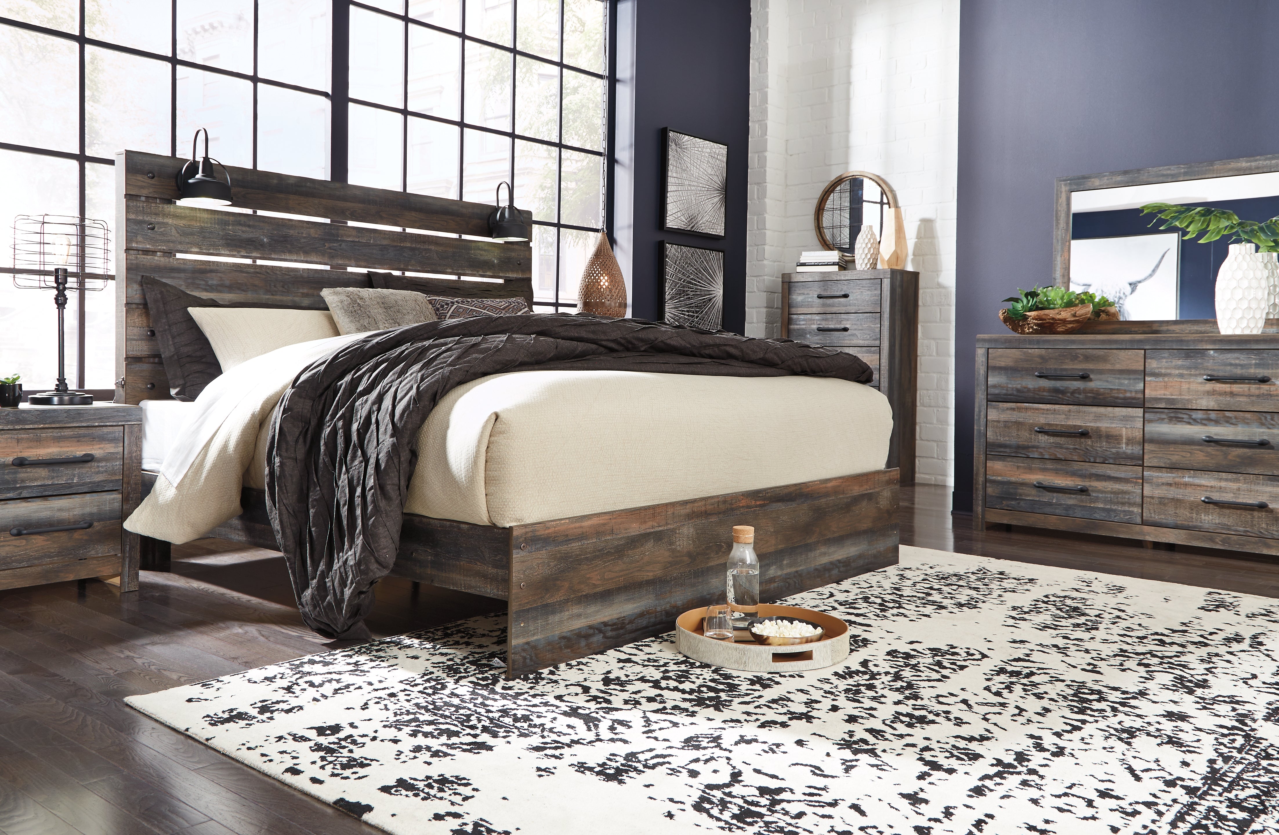 Lullora Furniture - Ashley Furniture - Drystan Bedroom - King Panel Bed / Multi - B211B14