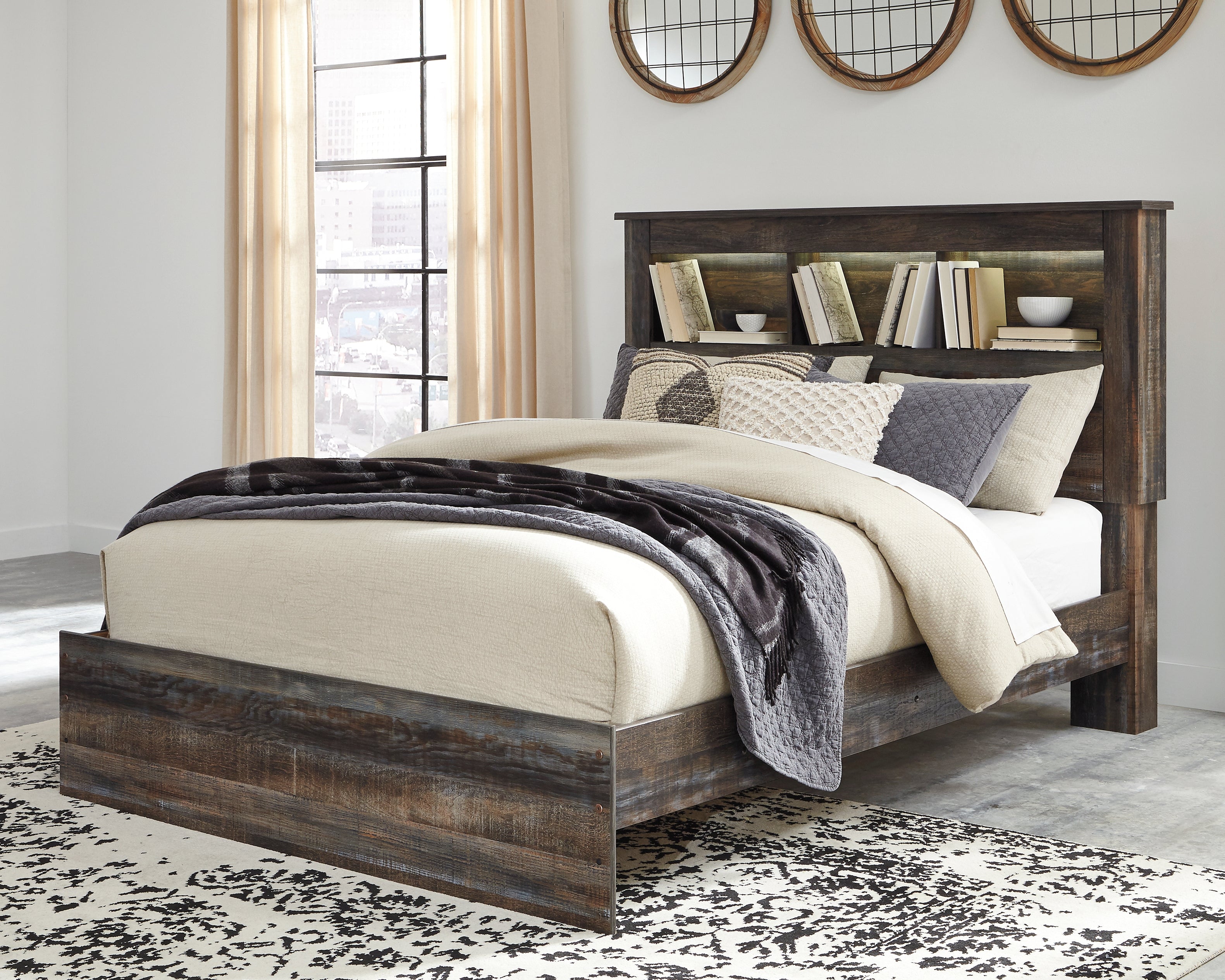 Lullora Furniture - Ashley Furniture - Drystan Bedroom - Queen Bookcase Bed / Multi - B211B16