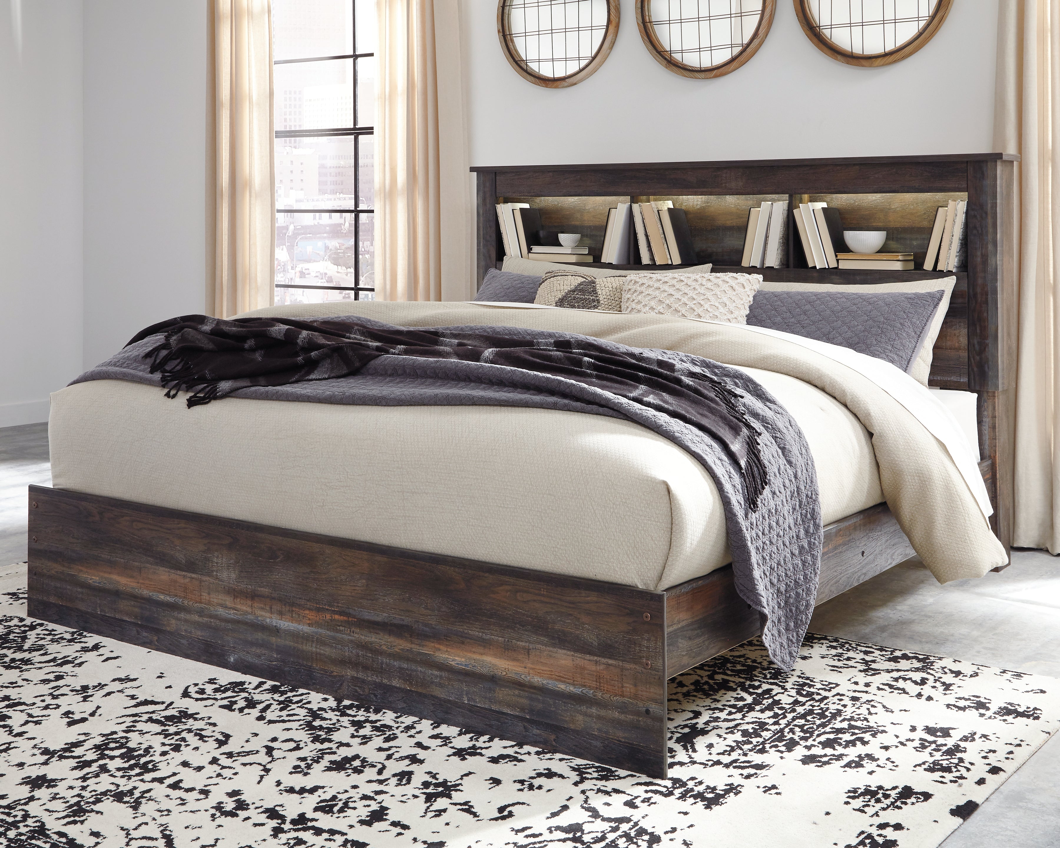 Lullora Furniture - Ashley Furniture - Drystan Bedroom - King Bookcase Bed / Multi - B211B53